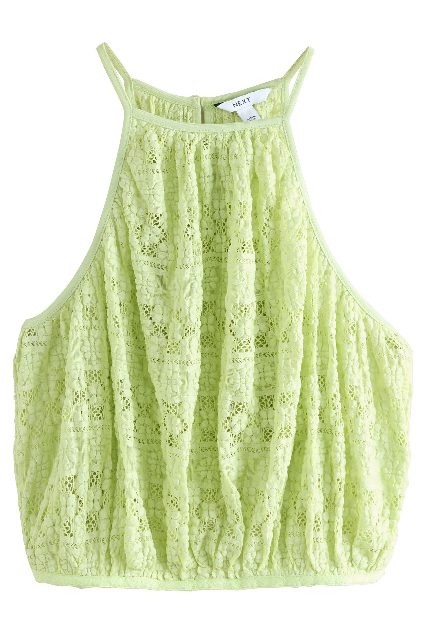 Next Kurzarmbluse Ärmelloses Neckholder-Oberteil mit Spitze (1-tlg)