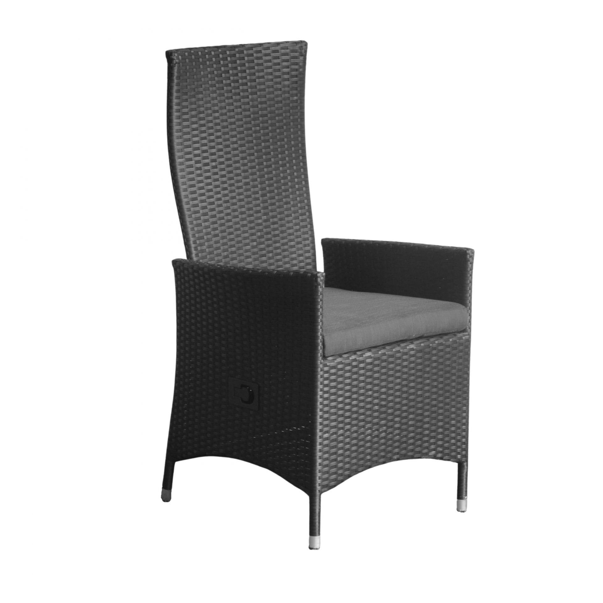 dasmöbelwerk Gartenstuhl Positionsstuhl Lissabon Gartenstuhl Dining mit Kissen schwarz, stufenlos verstellbarer Rückenlehne