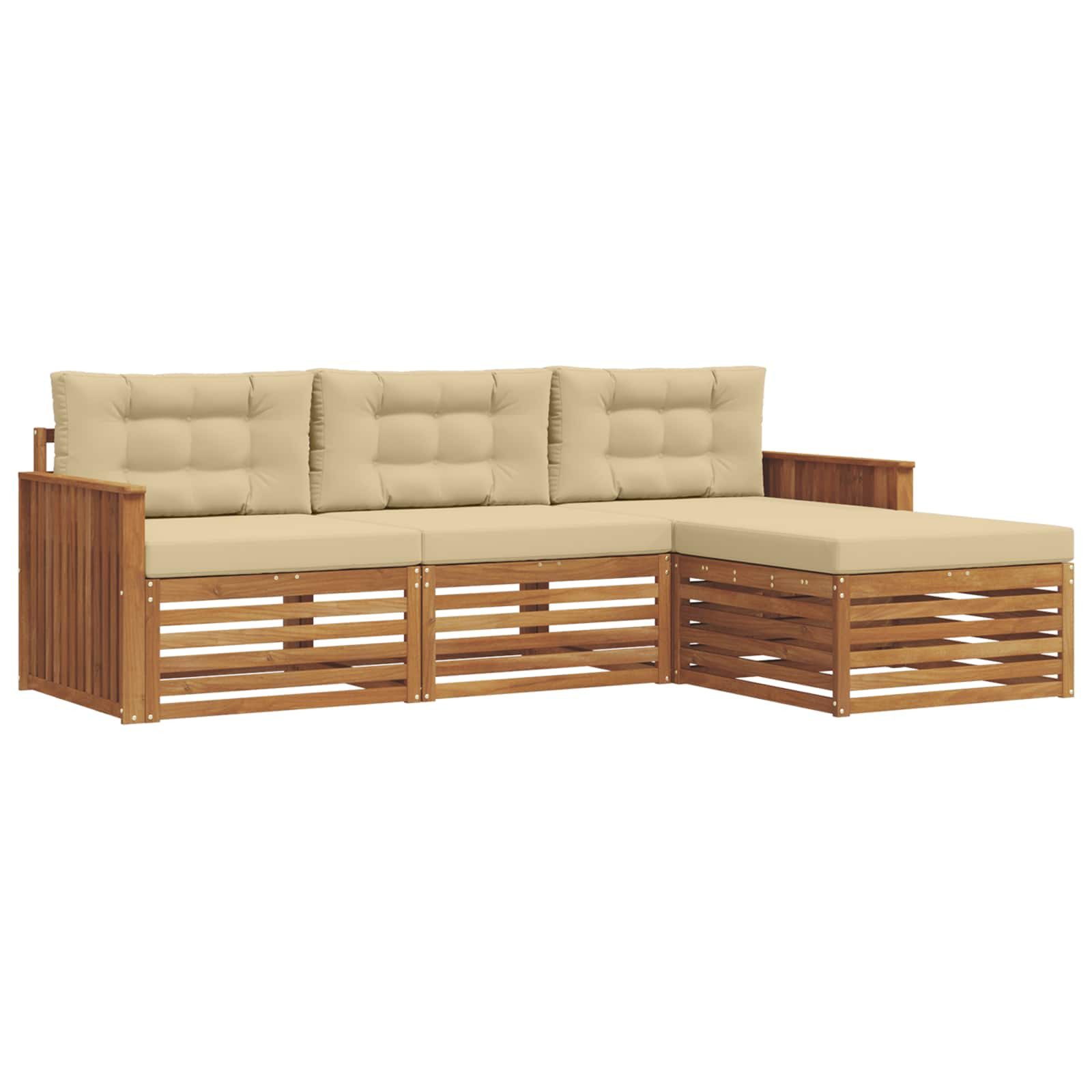 Gartenlounge-Set Outdoor-Sofagarnitur Natur und Beige 249,5 x 162,5 x 73 cm
