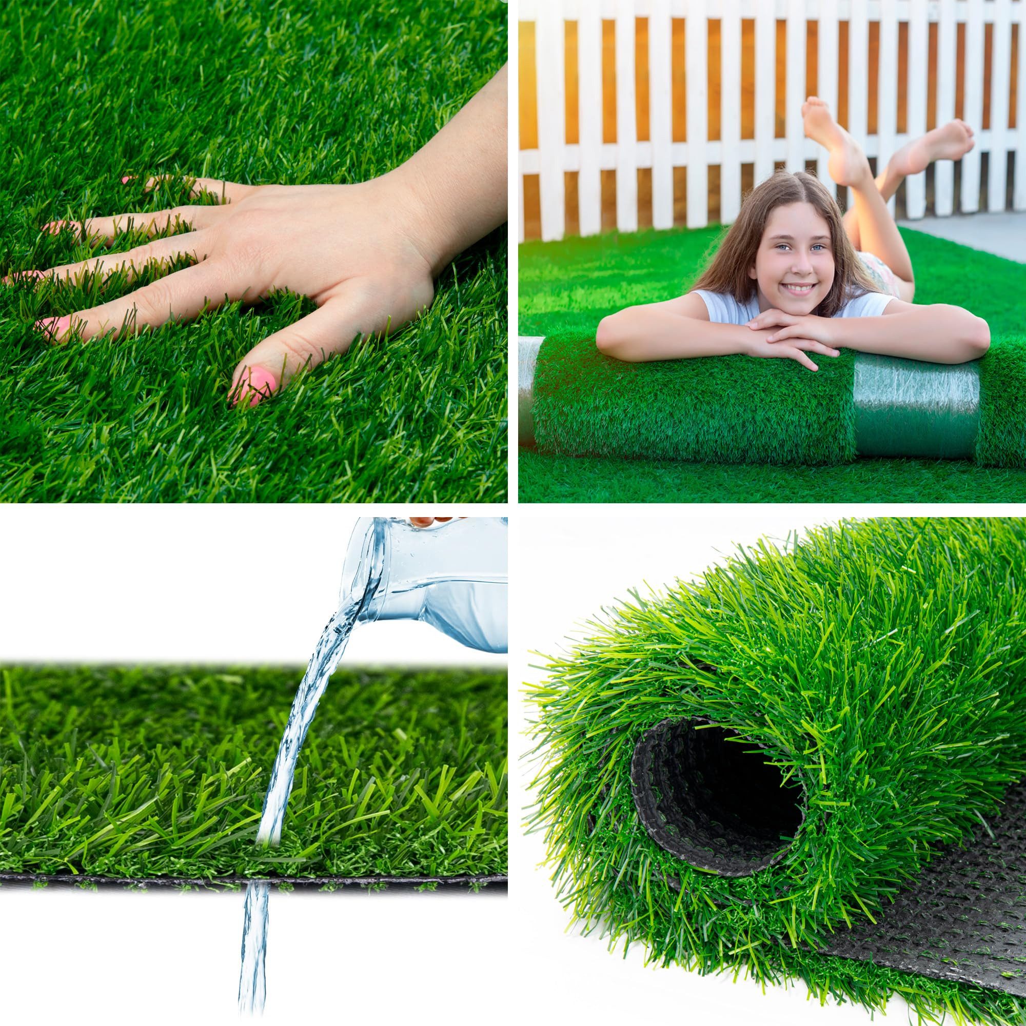 Mazovia Kunstrasen Kunstrasen für Garten Balkon Terrasse Wintergärten - Meterware Outdoor, 100 x 100 cm, UV-beständig