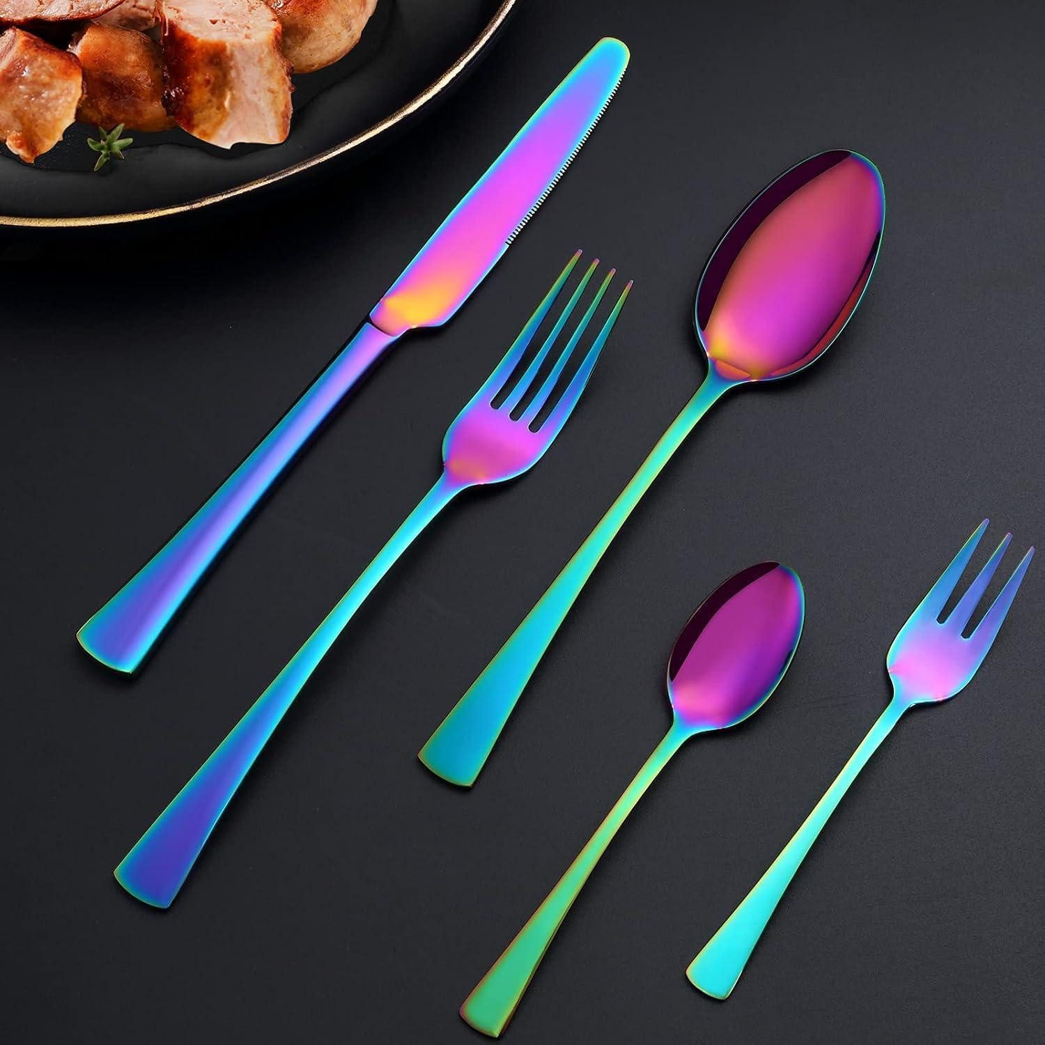 LuxusKollektion Besteck-Set Besteckset Edelstahl Regenbogen 6er Messer 30 Teilig-bunte 30 teilig – Bild 5 von 5