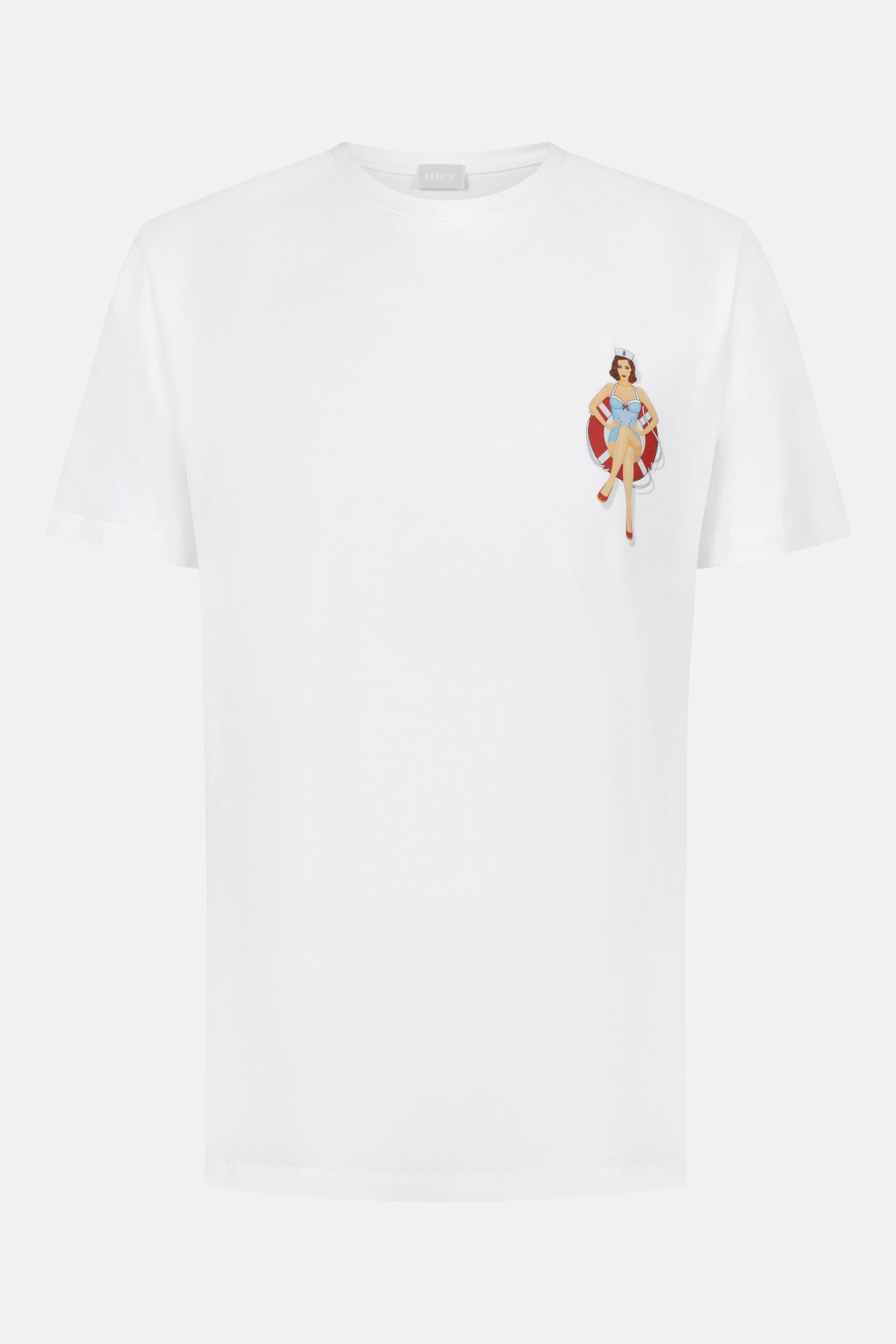 Mey Pyjamaoberteil Mey male T-Shirt Serie Wave Swing (1-tlg) Lässiges Shirt mit kleinem Print, Bio-Baumwolle