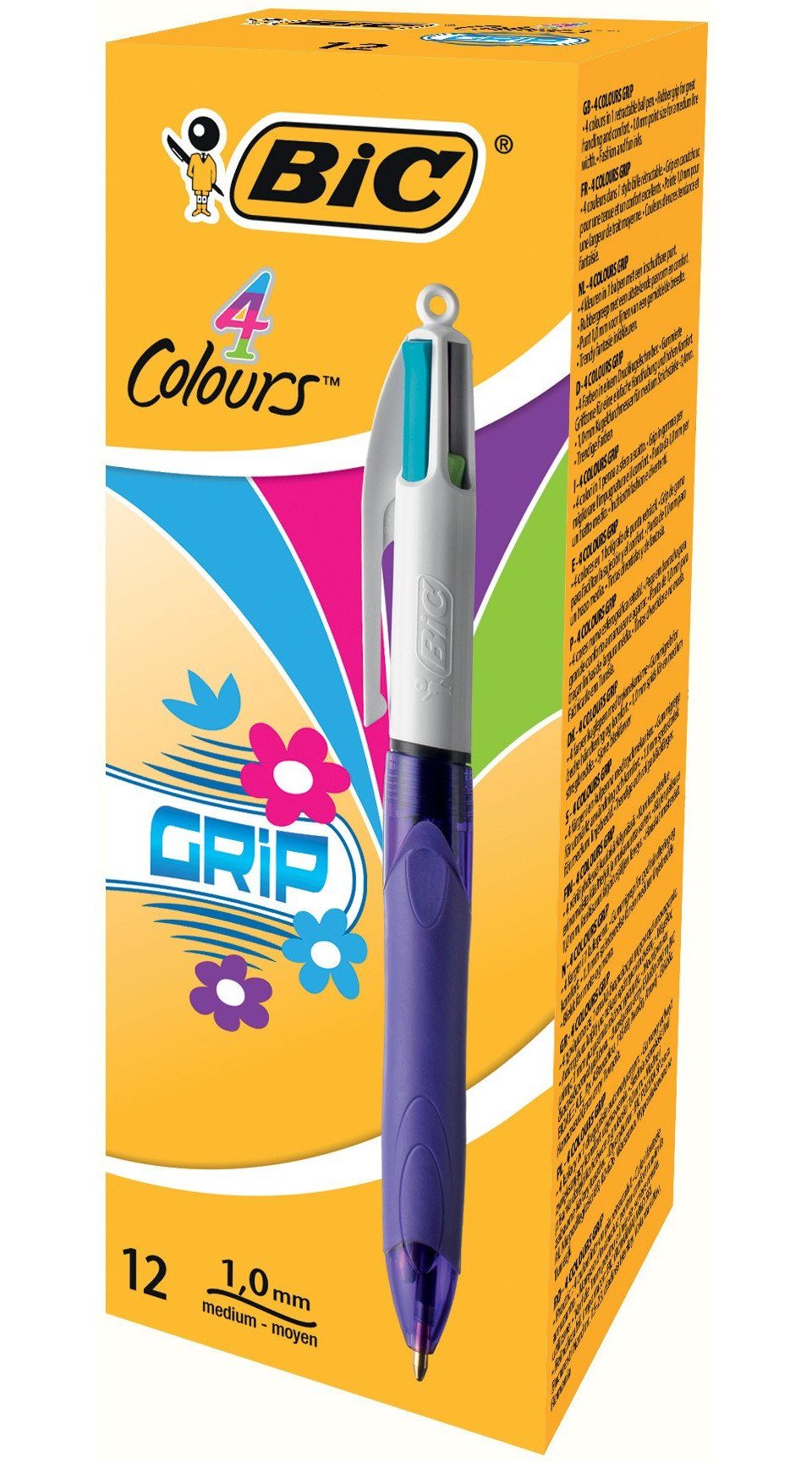 GRIP Colours 4 12er BIC Fashion Kugelschreiber BIC 0.4mm, Set Kugelschreiber