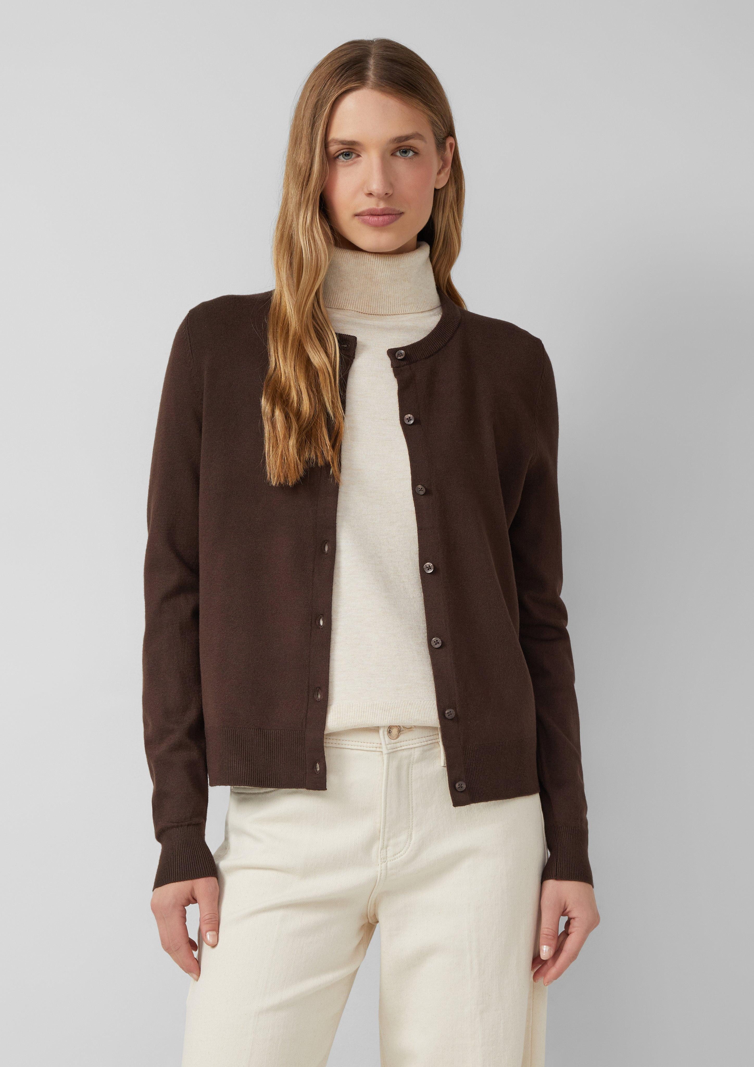 s.Oliver Strickjacke Feinstrick-Cardigan mit Rippbündchen günstig online kaufen