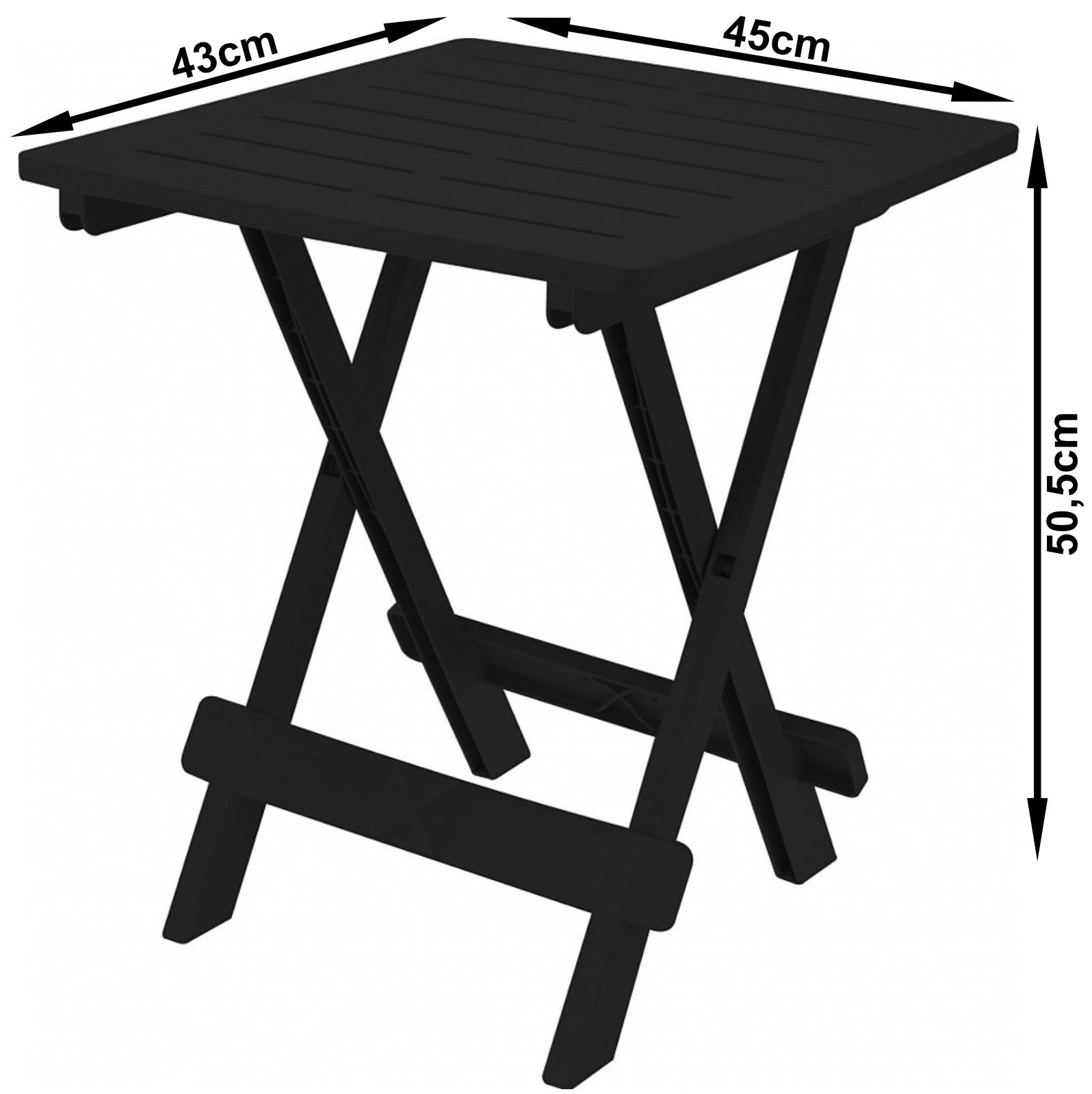 Progarden Beistelltisch Campingtisch Kunststoff Klapptisch Klein 50x45x43cm Schwarz (1-St), UV-Beständig, Robust, Wetterfest, Made in Italy, Hochwertig