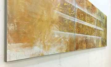 WandbilderXXL XXL-Wandbild Golden Easiness 210 x 70 cm, Abstraktes Gemälde, handgemaltes Unikat