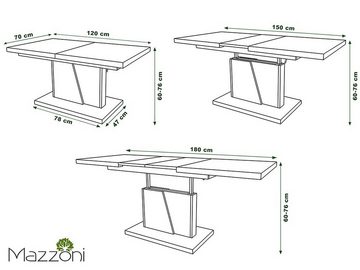 Mazzoni Couchtisch Grand Noir Nussbaum-Schwarz matt höhenverstellbar ausziehbar 120-180cm