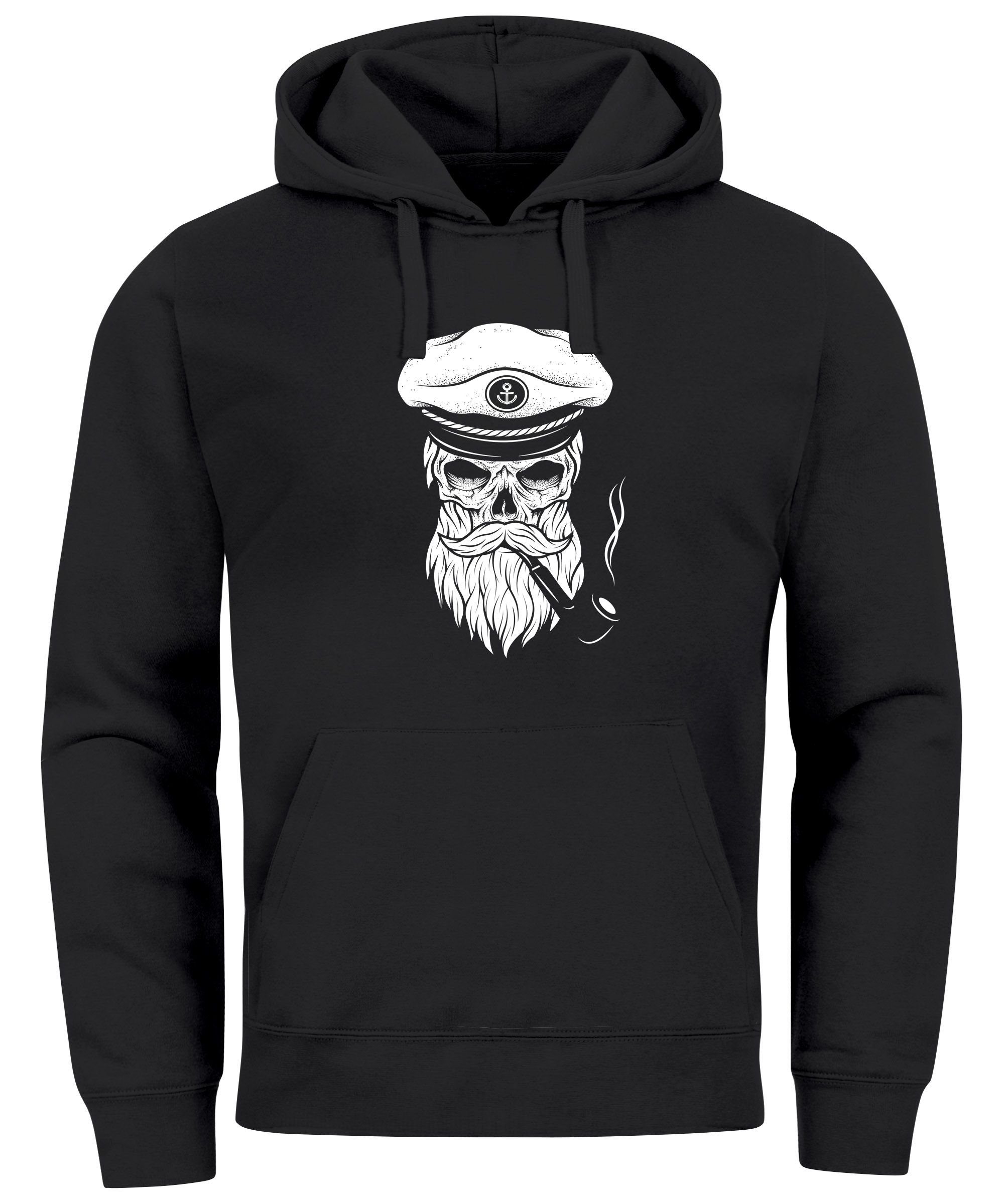 Neverless Hoodie Hoodie Herren Sweatshirt Totenkopf Kapitän Captain Skull B günstig online kaufen