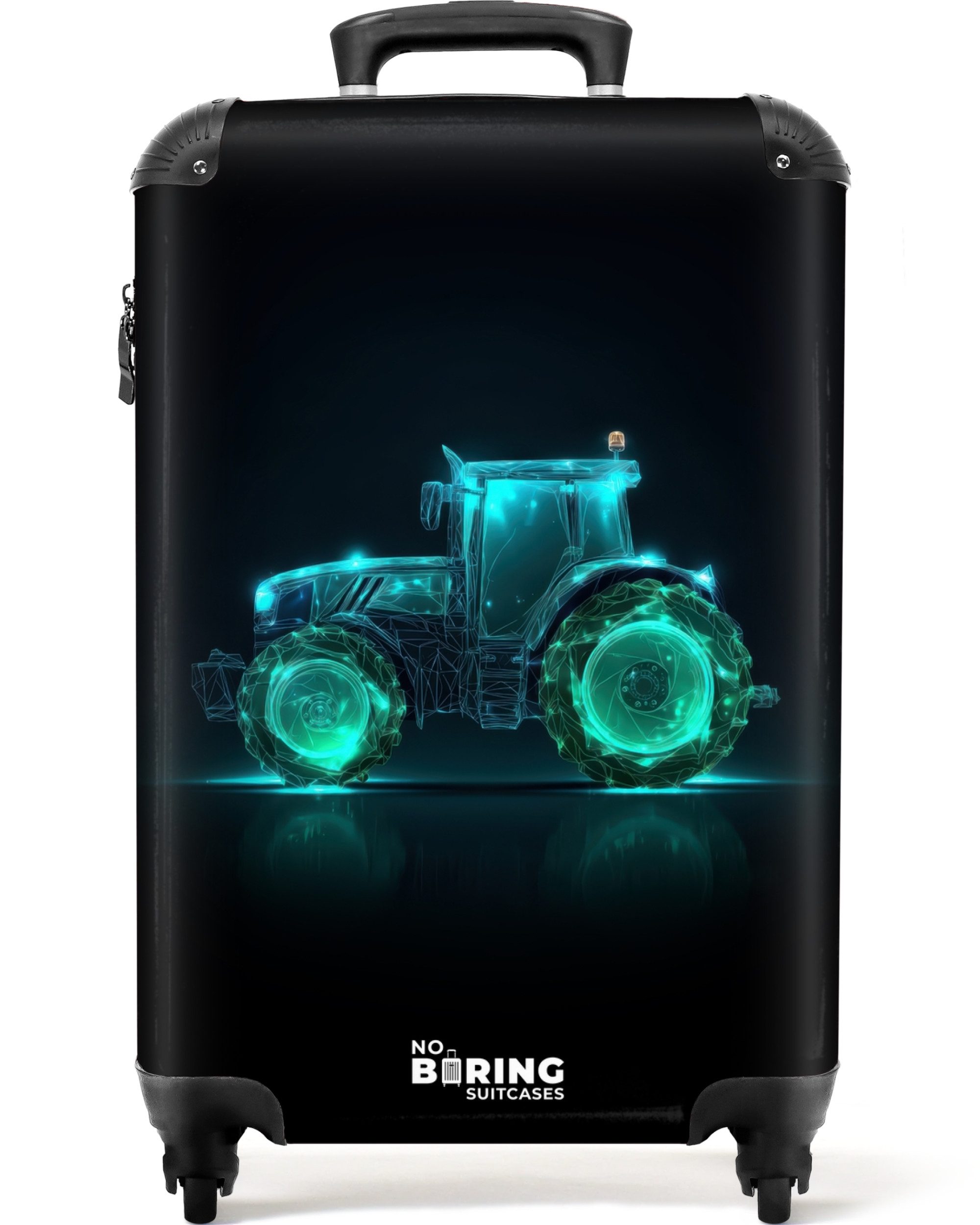 Kinderkoffer Neontraktor auf schwarzem Hintergrund 55x35x20cm