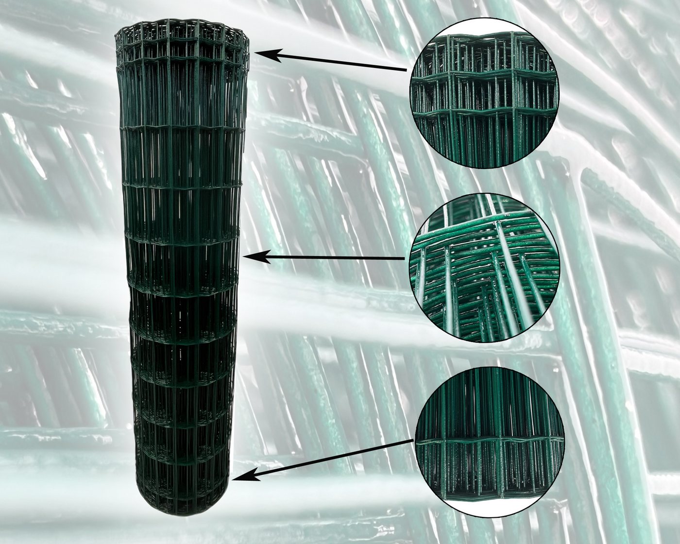 Thumbnail - VaGo-Tools Glasfasermatte VaGo Maschendrahtzaun Zaun 1,25mx25m 100x75mm