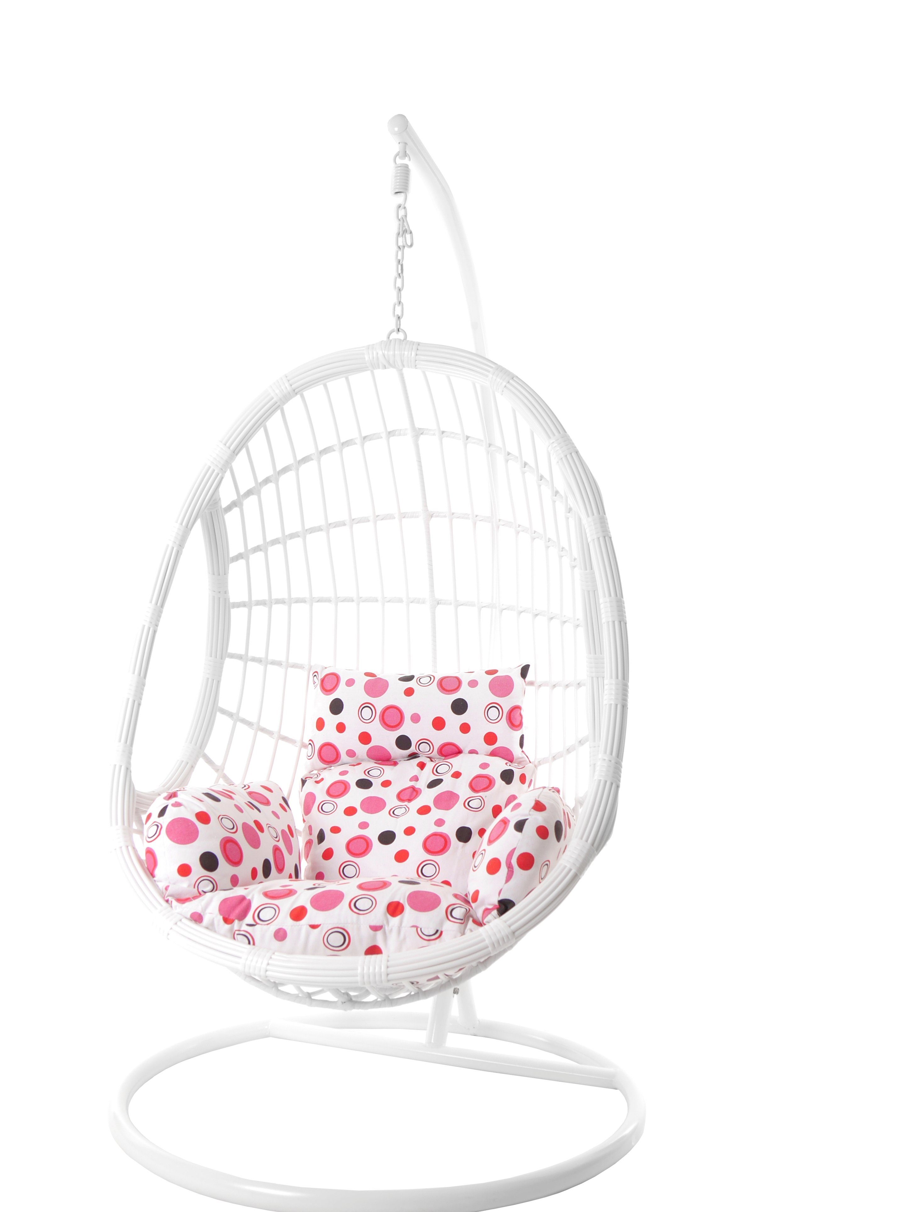 KIDEO Hängesessel Hängesessel PALMANOVA, Schwebesessel (3039 Loungemöbel rosa und dot) lemonade moderne gepunktet Gestell weiße Nest-Kissen, mit und