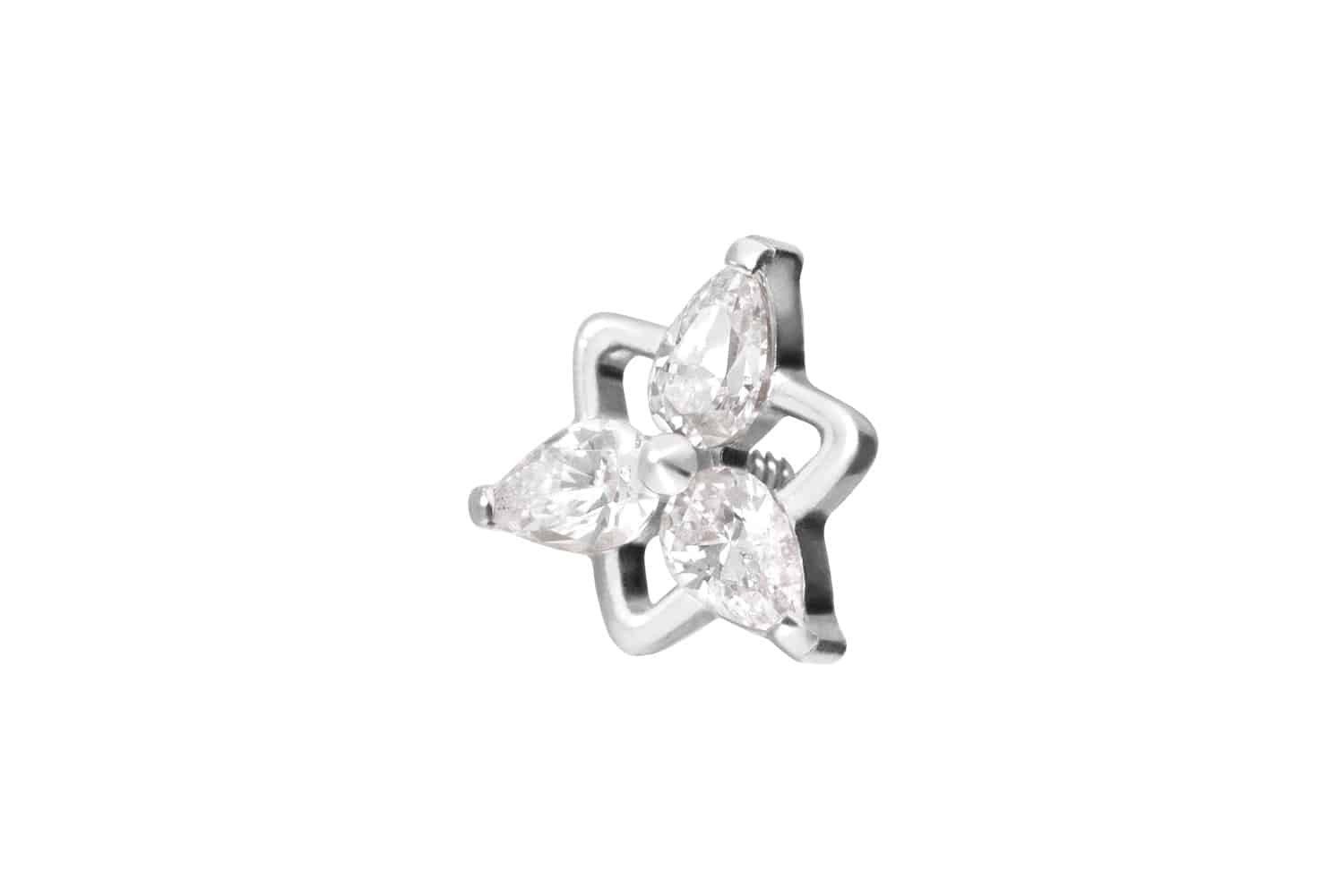 PIERCINGLINE Piercing-Set Titan Schraubaufsatz mit Außengewinde KRISTALLBLUME (Schraub-Aufsätze, 1-tlg)