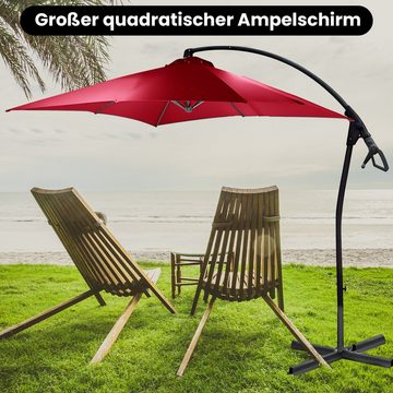 habeig Ampelschirm Wasserdicht Ampelschirm 250x250cm PVC-Beschichtung Sonnenschirm