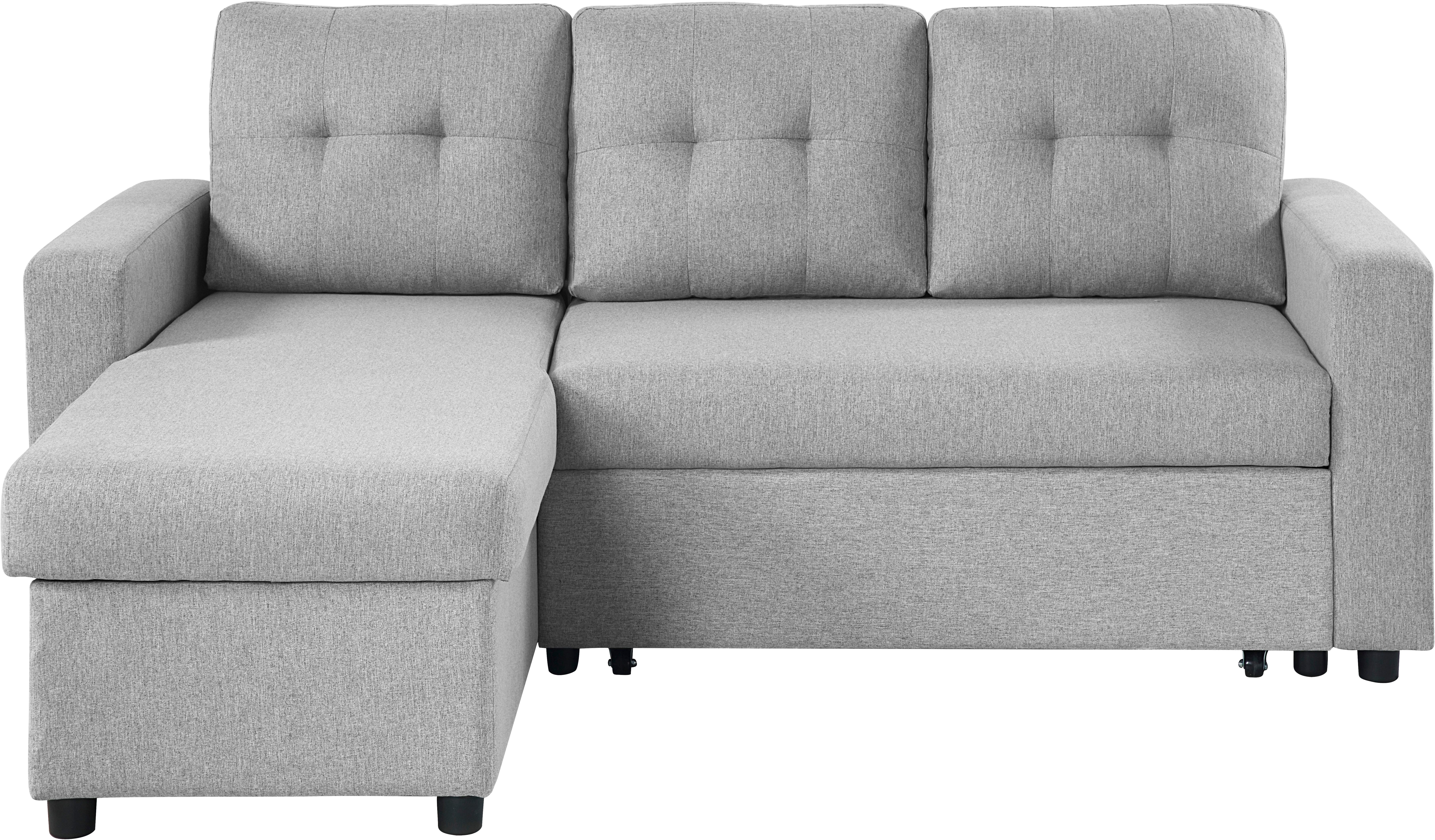 ATLANTIC home collection Ecksofa Gino L-Form, mit Schlaffunktion und Stauraum, Recamiere beidseitig montierbar