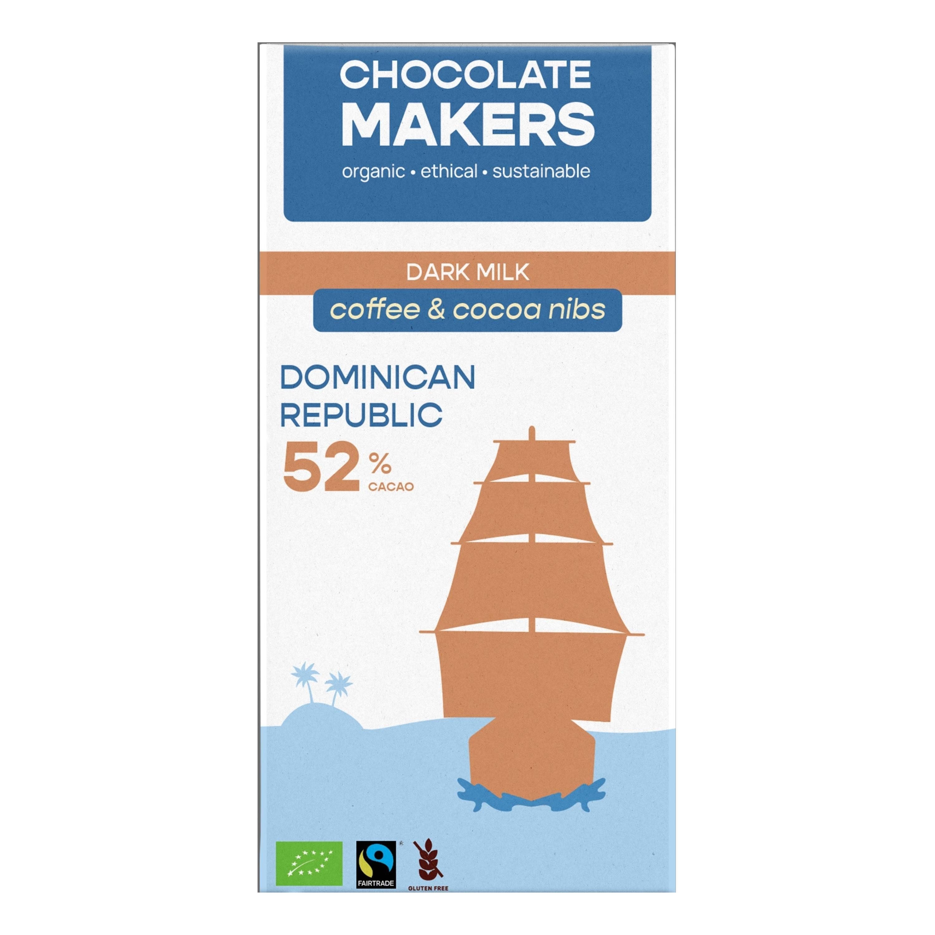 El Puente Kakao Segel-Vollmilchschokolade 52% Kaffee & Kakaonibs, Fair Trade, Bio, Fair Trade