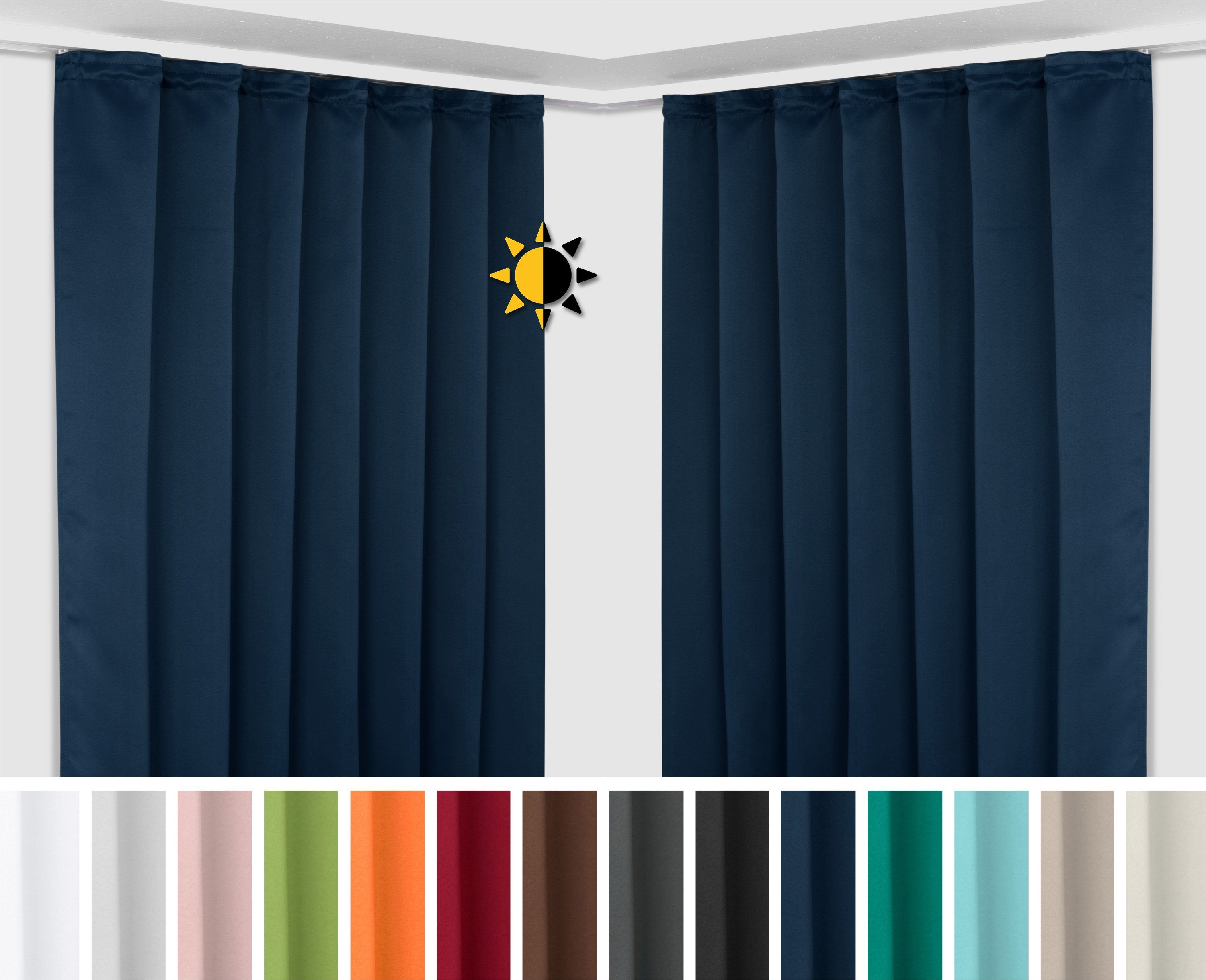 Beautex Verdunkelungsvorhang 2er Set Verdunkelungsgardine mit U-Band, Black günstig online kaufen