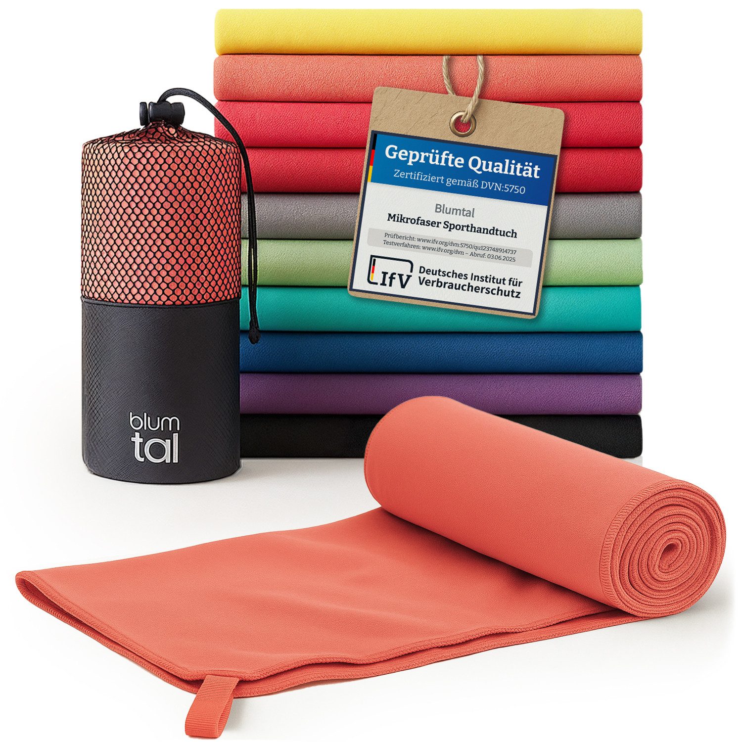 Blumtal Sporthandtuch Mikrofaser Handtuch - kompakte Mikrofaser Handtücher, Mikrofaser (inkl. Transporttasche, einzeln oder als Set verfügbar, 1-St), ultra leicht & schnelltrocknend, Reisehandtuch, Strandhandtuch