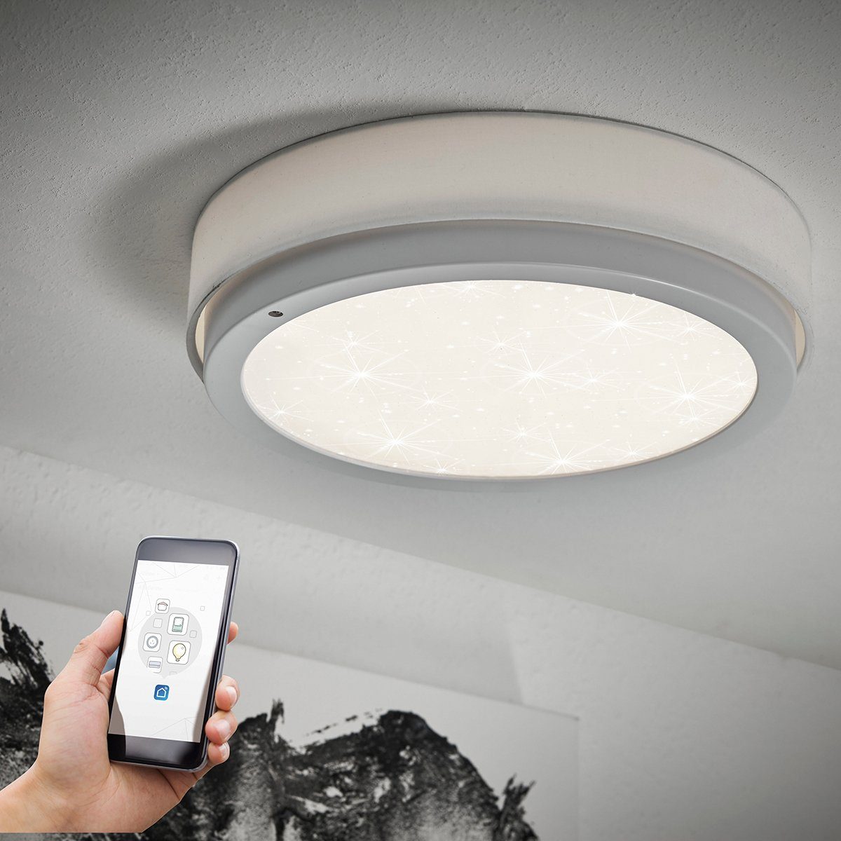 MeLiTec LED Deckenleuchte D112, LED fest integriert, warmweiß - kaltweiß, LED Leuchte Smart Home Wand Deckenleuchte Wandlampe creme-weiß 32x8 cm