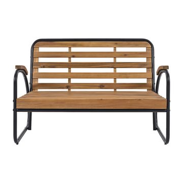 Merax Gartenlounge-Set für 4 Personen mit Stahlrahmen, (4-tlg., 1 2-Sitzer, 2 Sessel, 1 Couchtisch), Gartenmöbel Set aus Akazie, Balkonmöbel Set, Sitzgruppe, Industrial