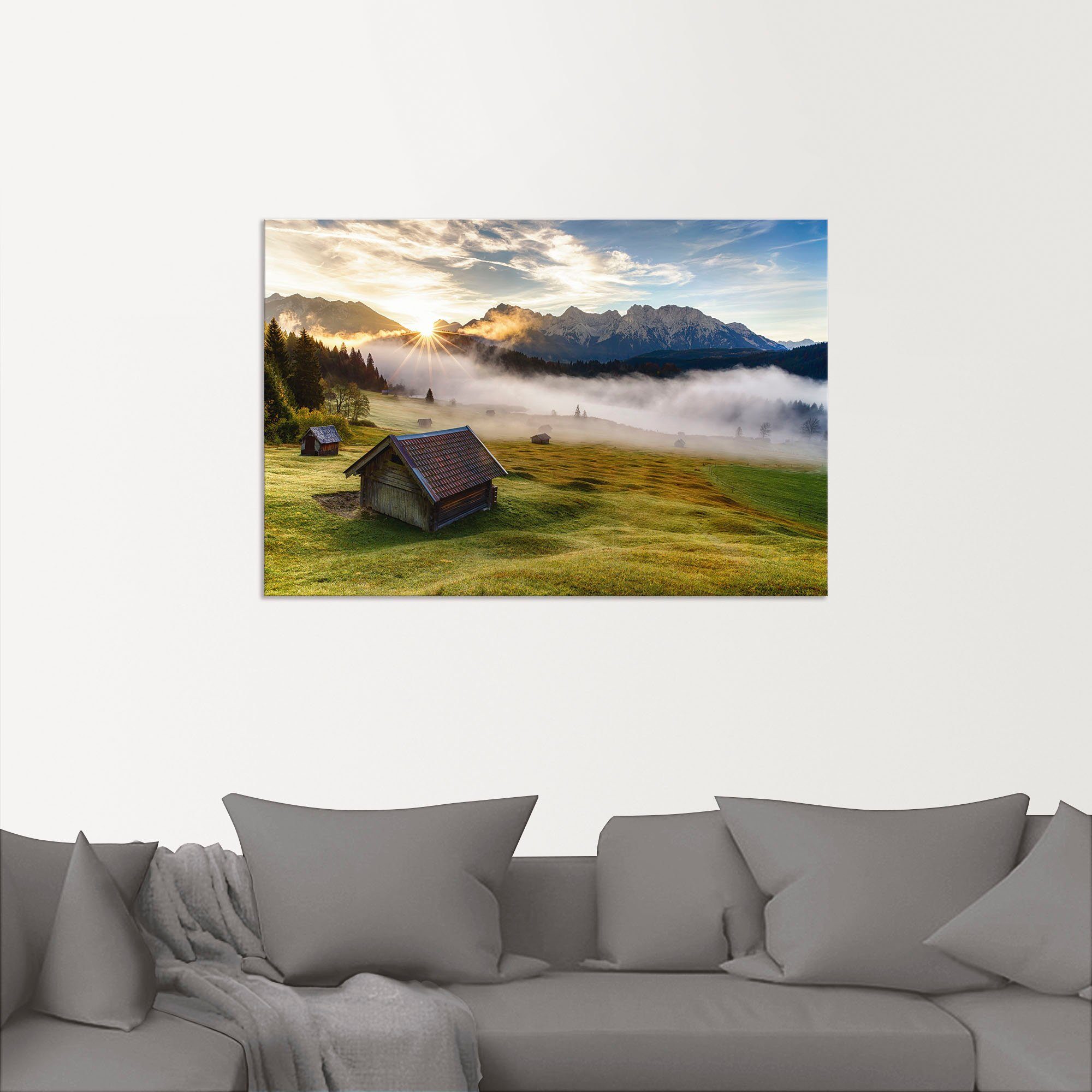 Bayern, Poster St), (1 in Größen Wandbild Alpenbilder naturfarben Alubild, oder als versch. & Artland Leinwandbild, Herbst Berge in Wandaufkleber