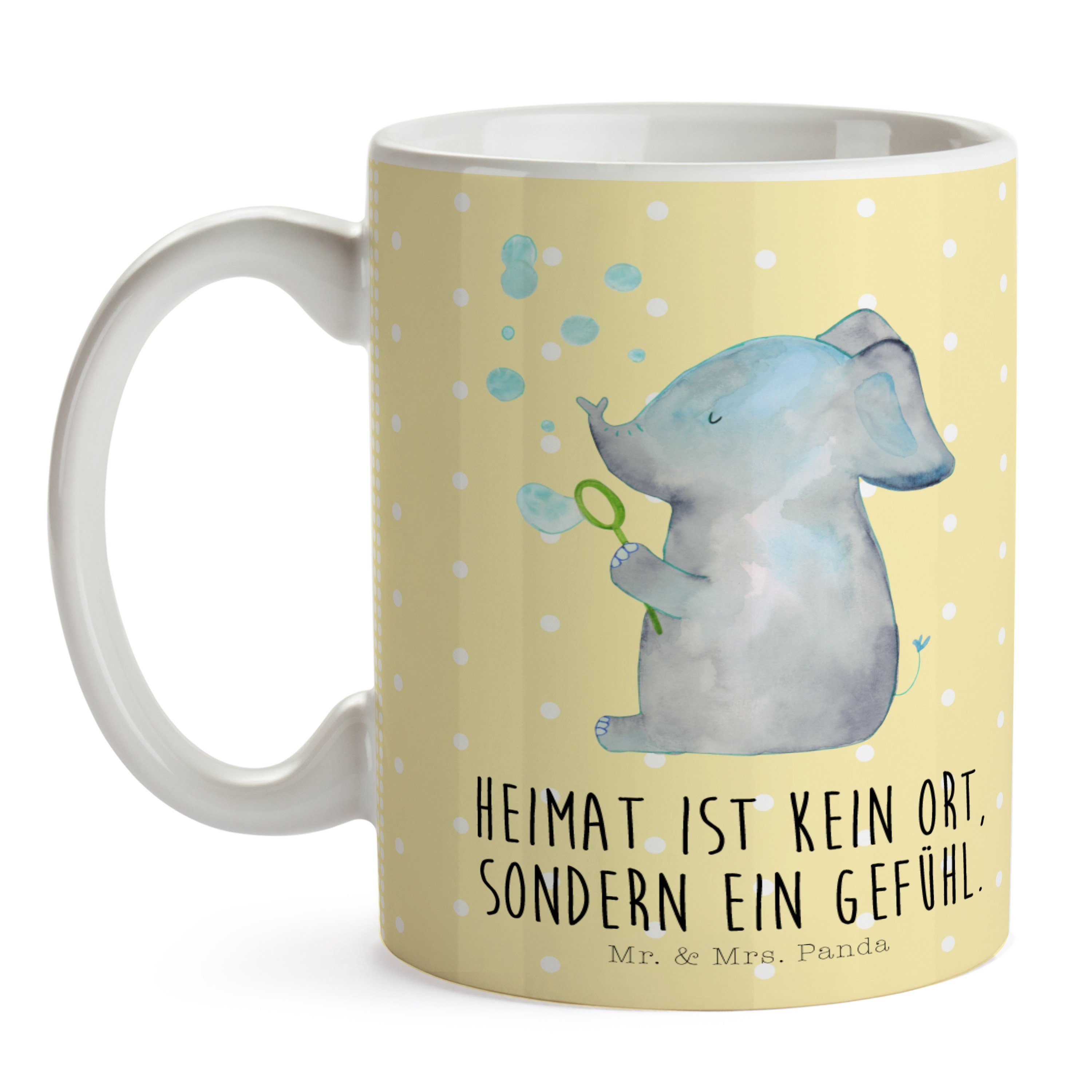 - Pastell Gelb Rüsseltier, & Tasse Mot, Tasse Keramik Seifenblasen Panda Elefant Mr. Geschenk, - Mrs.