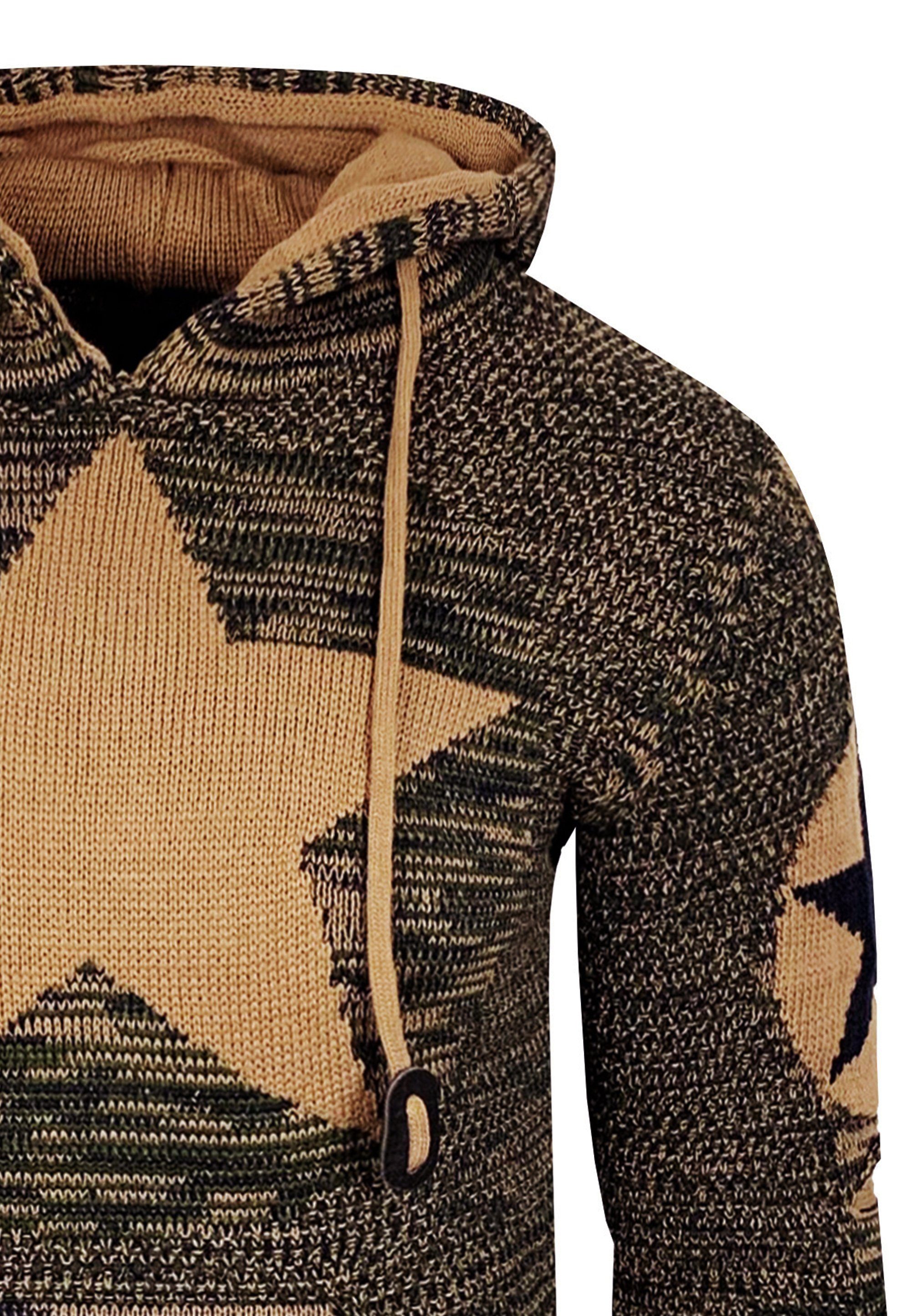 Stern-Design Kapuzensweatshirt Rusty braun-schwarz mit großem Neal