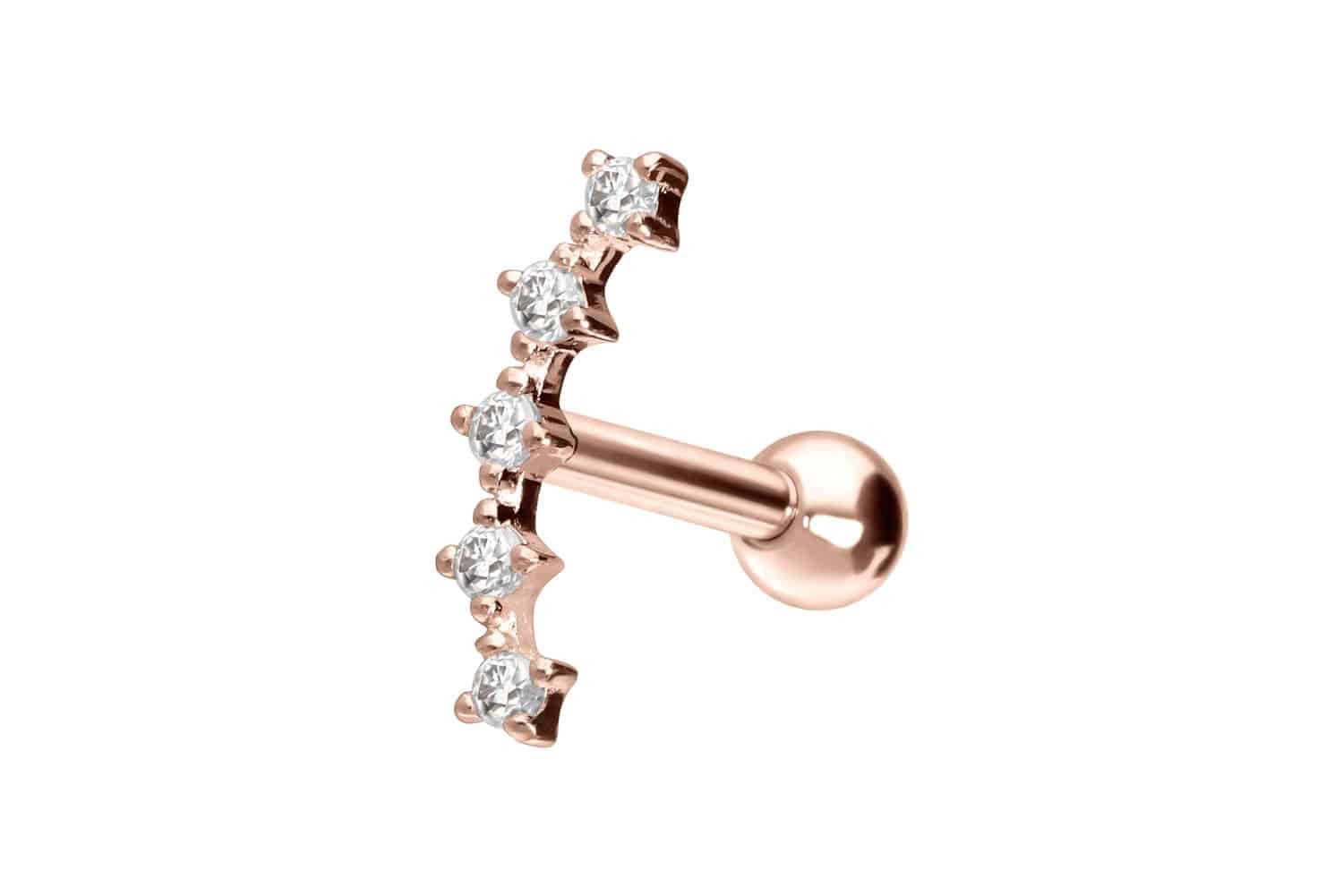 Piercing-Set 14/18 Karat Gold Ohrpiercing 5 EINGEFASSTE MOISSANITE