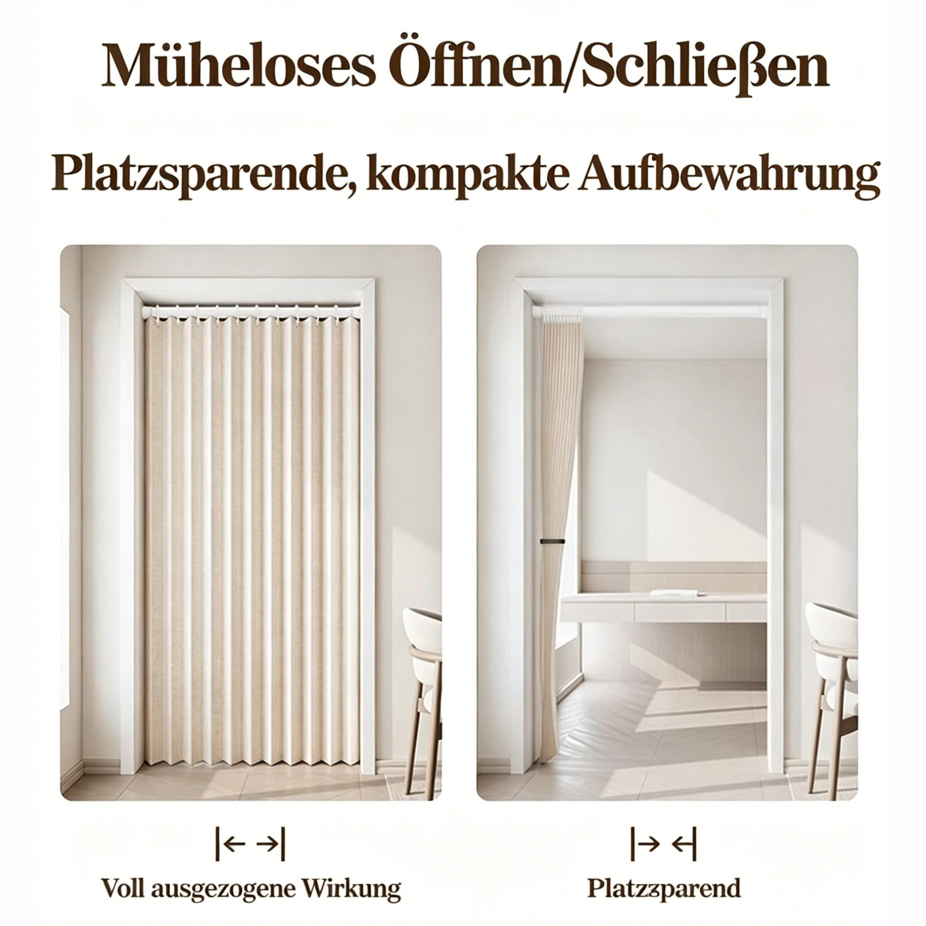 Diwzbyn Türvorhang Halbverdunkelnder Sichtschutz-Türvorhang, faltbarer Leinen-Türvorhang, Kleiderschrank-Trennvorhang für Schlafzimmer, Eingangsbereich – Bild 4 von 5