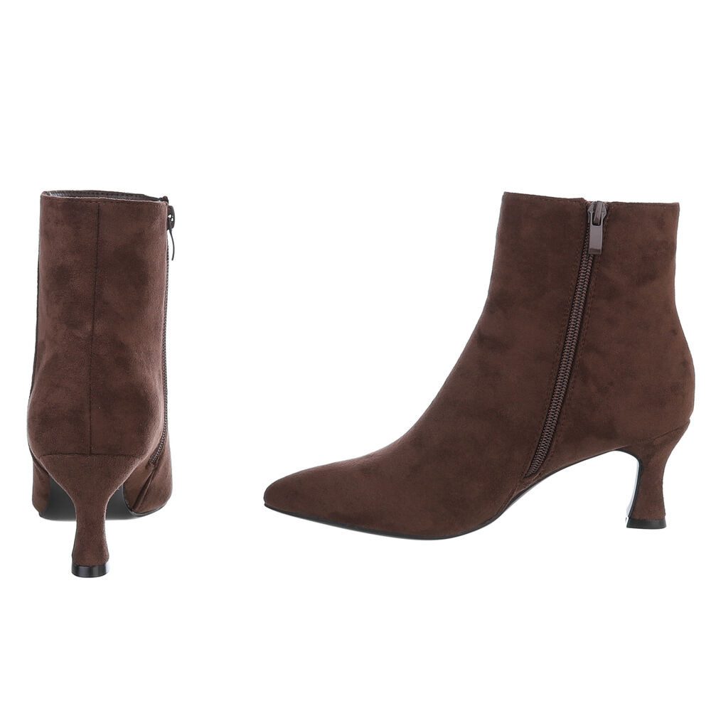 Ital-Design Elegante Stiefeletten mit spitzem Absatz für Damen Stiefelette (90471407) Pfennig-/Stilettoabsatz Stiefeletten in Braun
