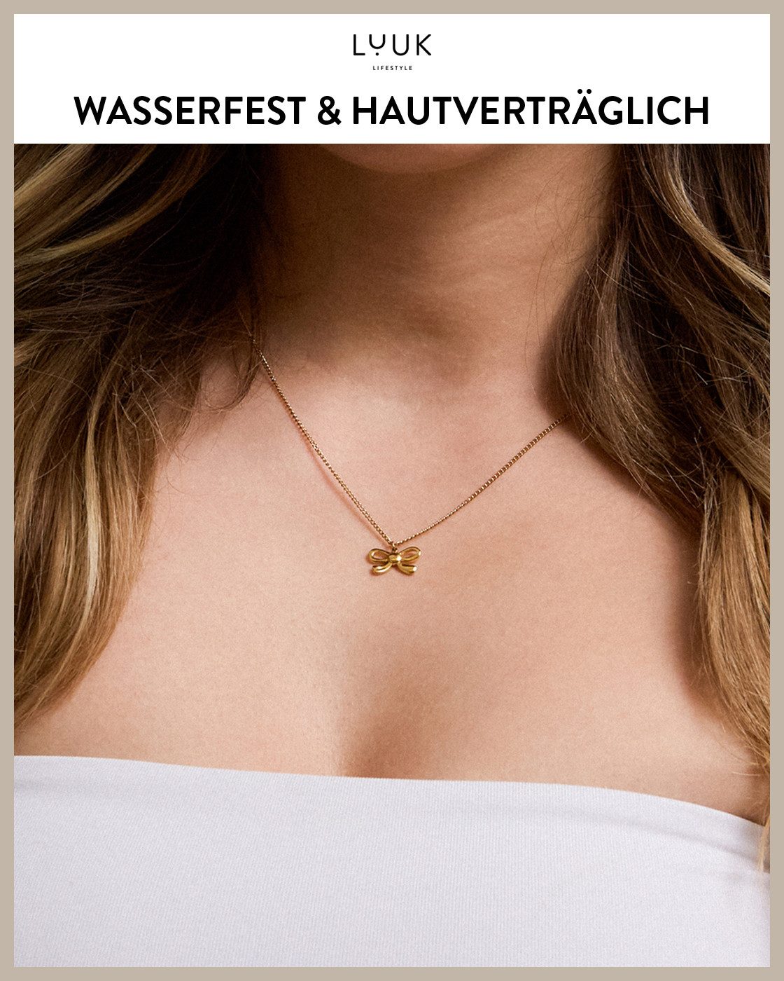 LUUK LIFESTYLE Kette mit Anhänger Schleife, wasserfeste Halskette aus Edels günstig online kaufen
