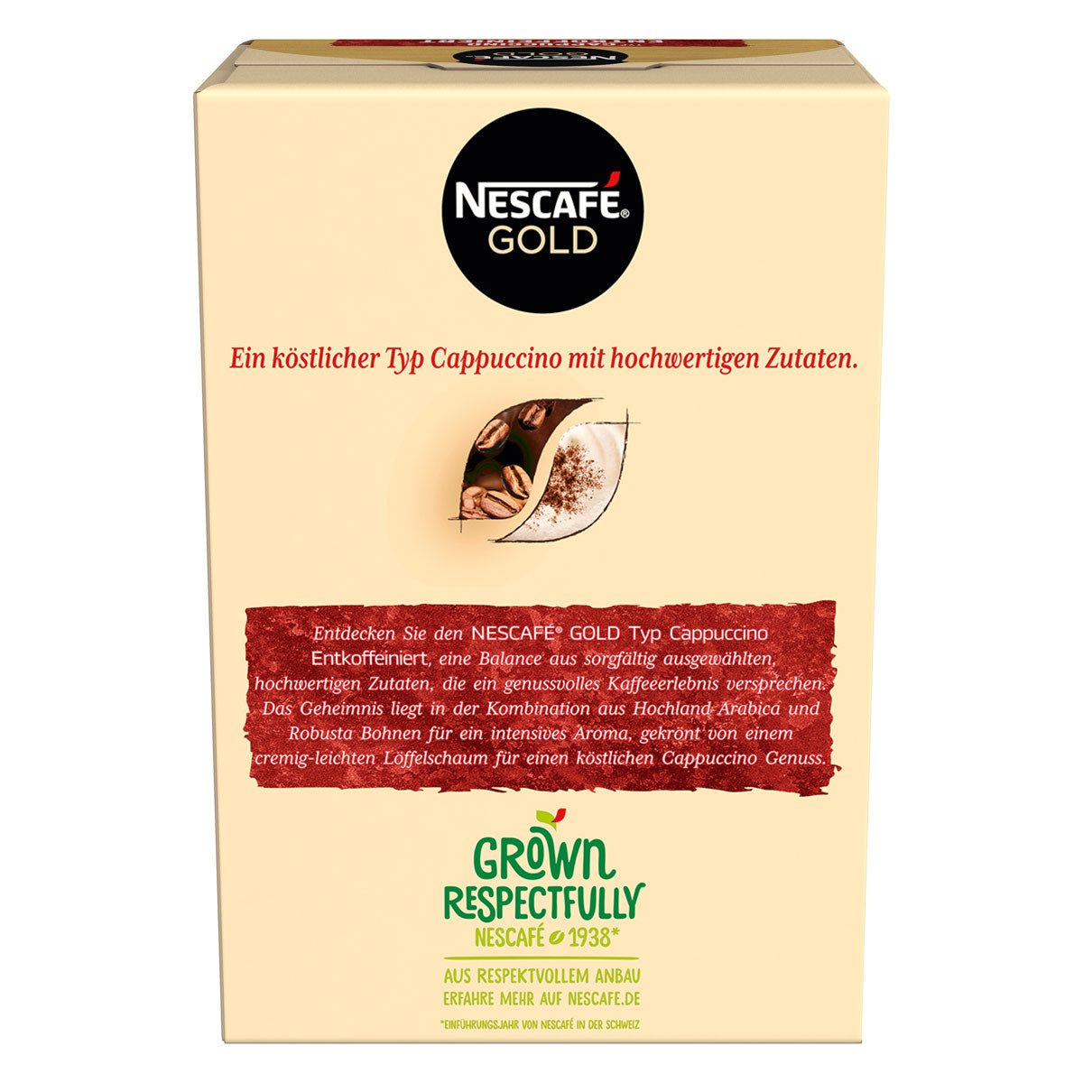 NESCAFE Kaffee, Nescafe Cappuccino Entkoffeiniert Löslicher Kaffee 10 x 12.5 g