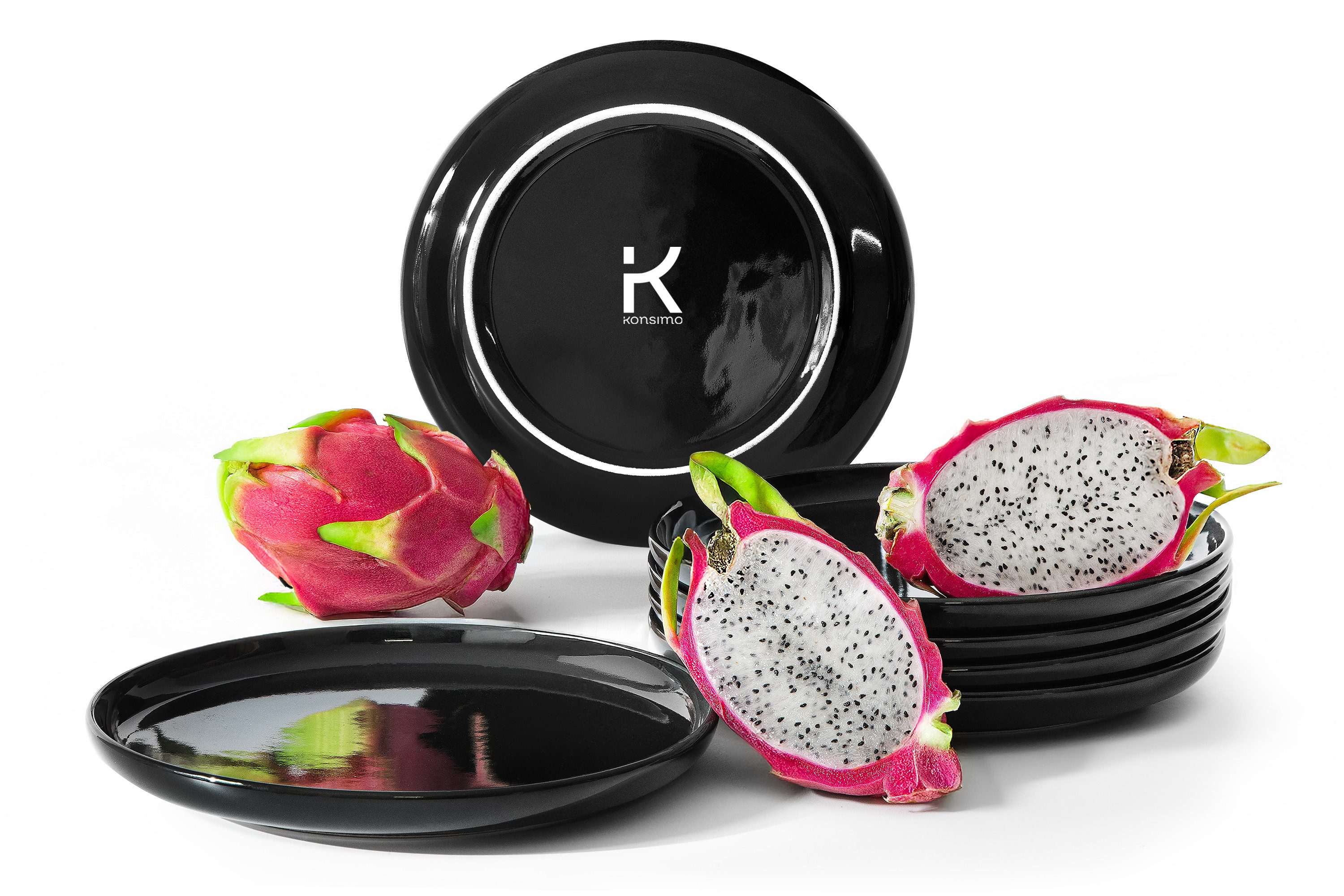 KONSIMO® Teller-Set VICTO Tafelservice hergestellt in der EU (6-tlg), 6 Personen, Steingut, spülmaschinengeeignet, mikrowellengeeignet, 6x Dessertteller