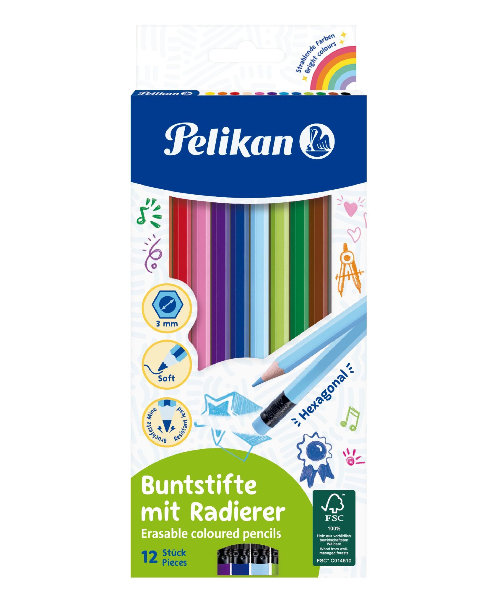 Pelikan Buntstift Pelikan Buntst./12 radierbar, sechskant, FSC