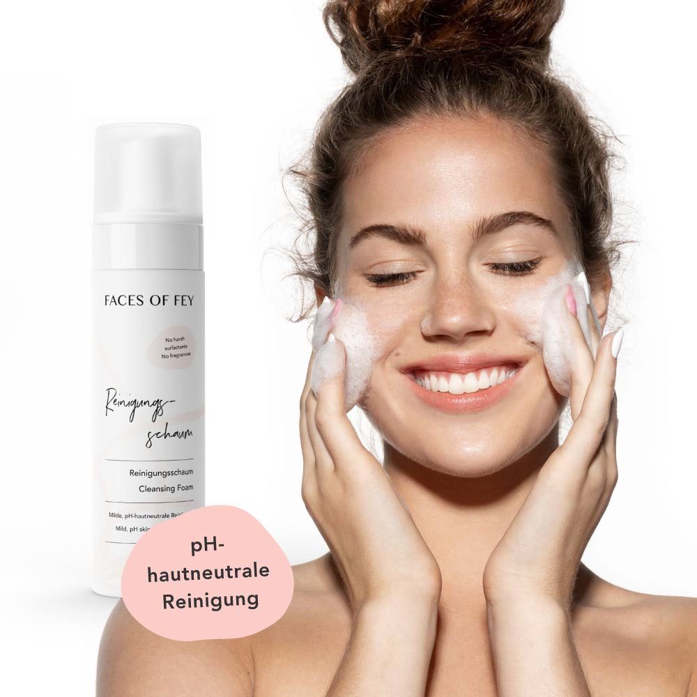 FACES OF FEY Gesichts-Reinigungsschaum Milder Cleansing Foam, Sanfte pH-neutrale Reinigung ohne Duftstoffe