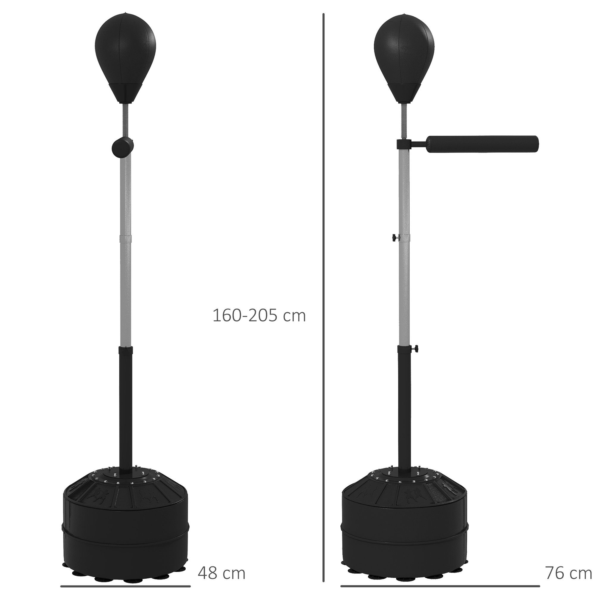 SPORTNOW Punchingball Boxsack, Boxständer mit Reflexstange, Höhenverstellbar (Standboxball, 1-tlg., Speedball), für Boxing, Kunstleder