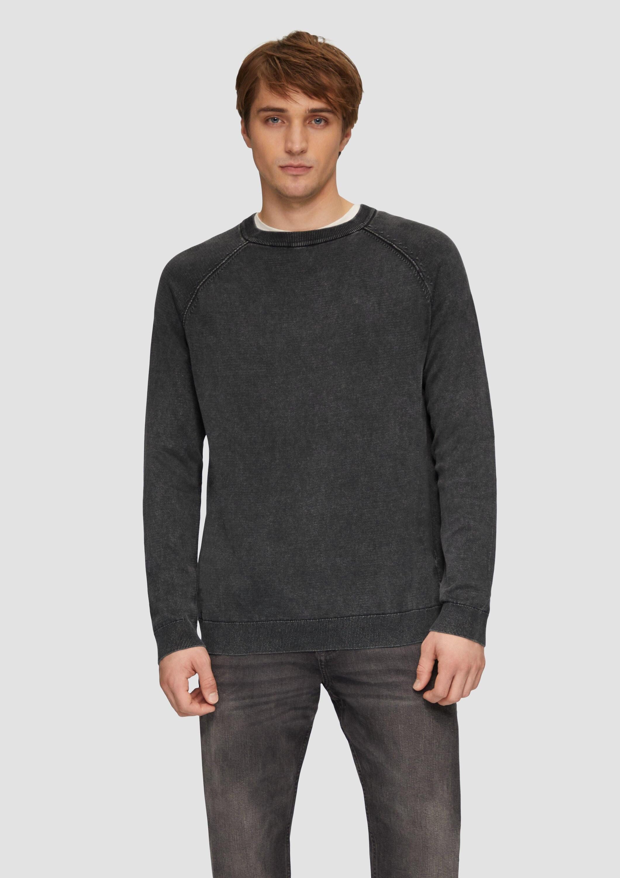 QS Longpullover Strickpullover Baumwollpullover im Used-Look günstig online kaufen