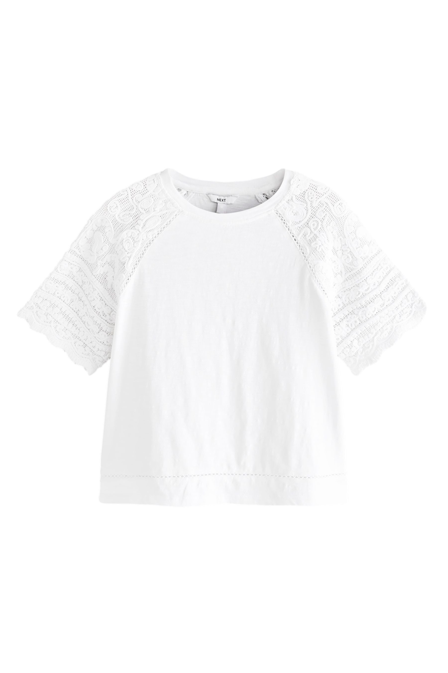 Next T-Shirt Kurzarm-T-Shirt mit Häkeldetail aus Baumwolle (1-tlg) günstig online kaufen