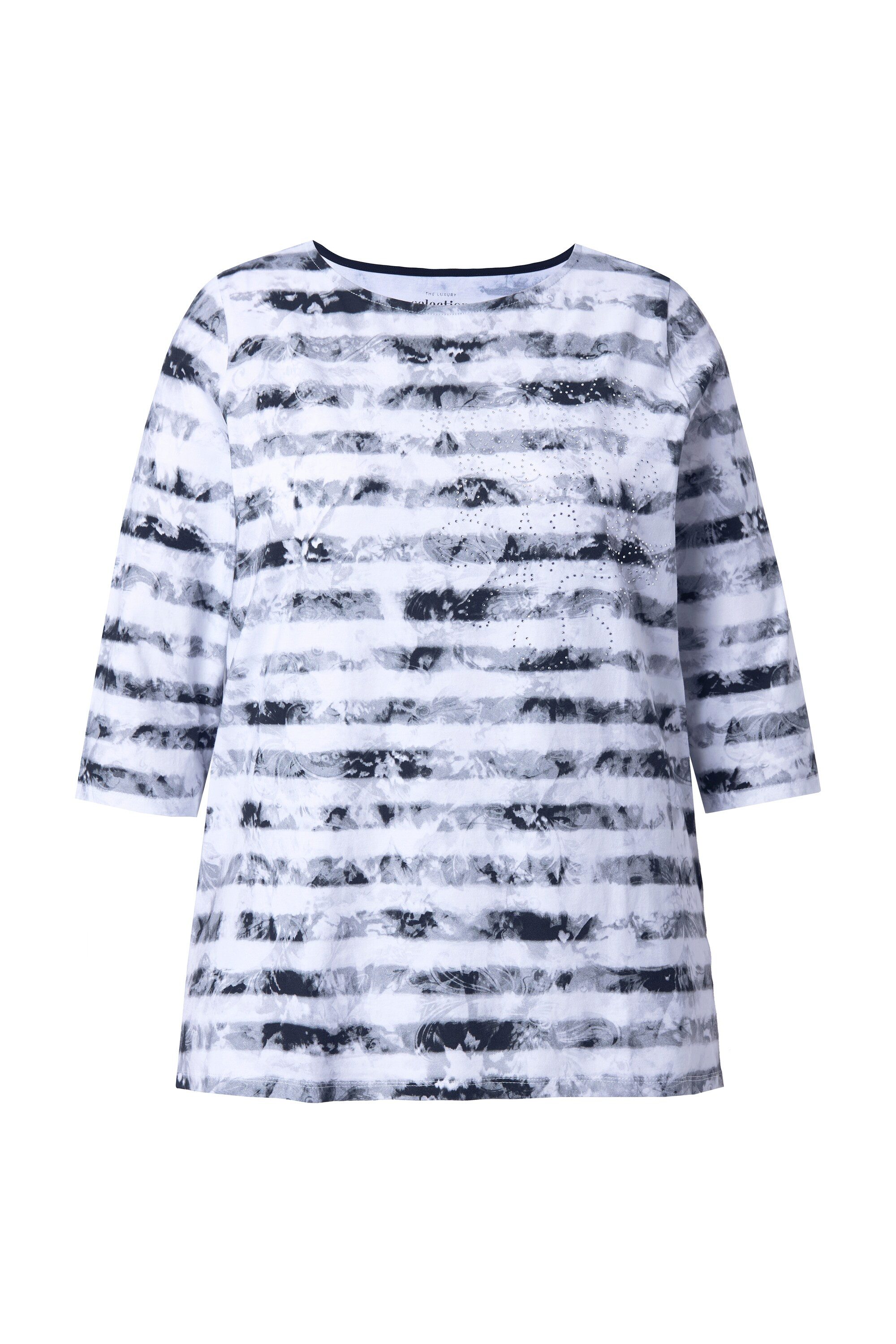 Ulla Popken T-Shirt Shirt A-Linie U-Boot-Ausschnitt 3/4-Arm – Bild 2 von 4