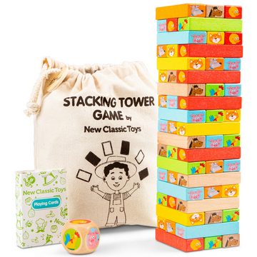 New Classic Toys® Lernspielzeug Wackel Stapelturm aus Holz Spielset Turmspiel für Kinder Holspielzeug