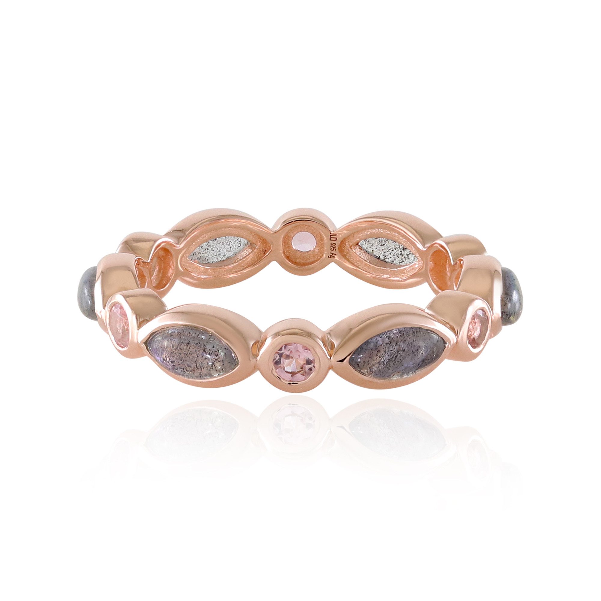 Cavill Silberring Cavill rosévergoldeter Ring 925 Silber, 1,85 ct Labradorit & Turmaline (1-tlg)