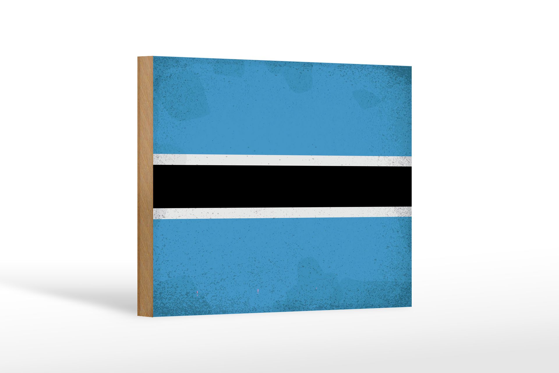 Femer GmbH Holzbild Flagge Botswana 18x12 cm Flag Botsuana Vintage, Flaggen (1 St), Glatte Holzfaserplatte (MDF), vorn beschichtet