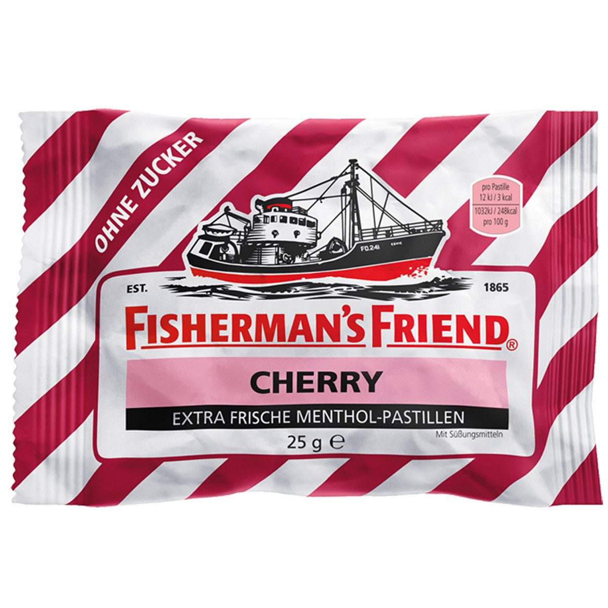 FISHERMAN'S FRIEND Süßigkeit, Fishermans Friend Cherry frische Menthol Pastillen ohne Zucker 25g