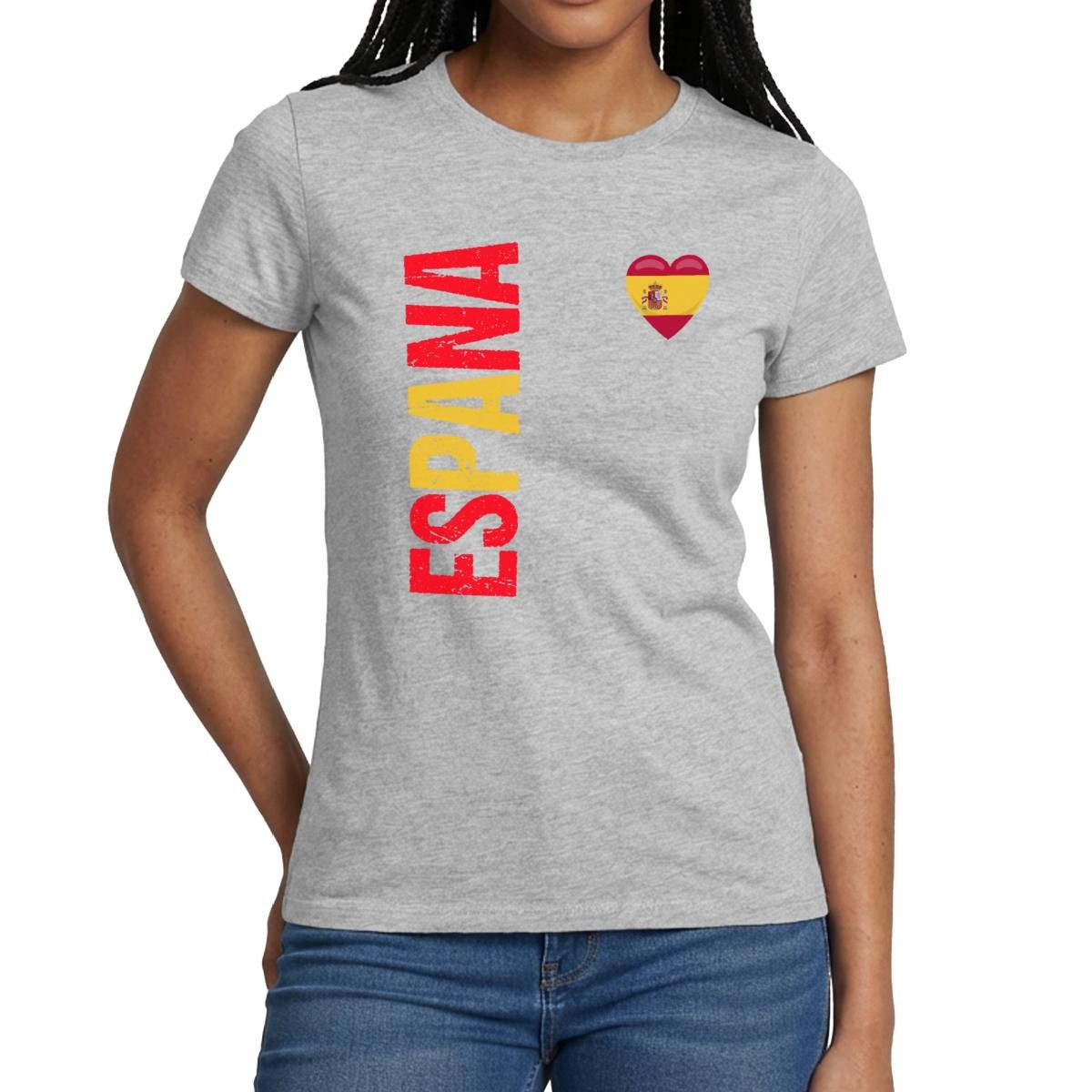 Spreadshirt T-Shirt Spanien Flagge, Spanien Fußball, Espana Frauen T-Shirt (1-tlg) Slim Fit, fällt klein aus