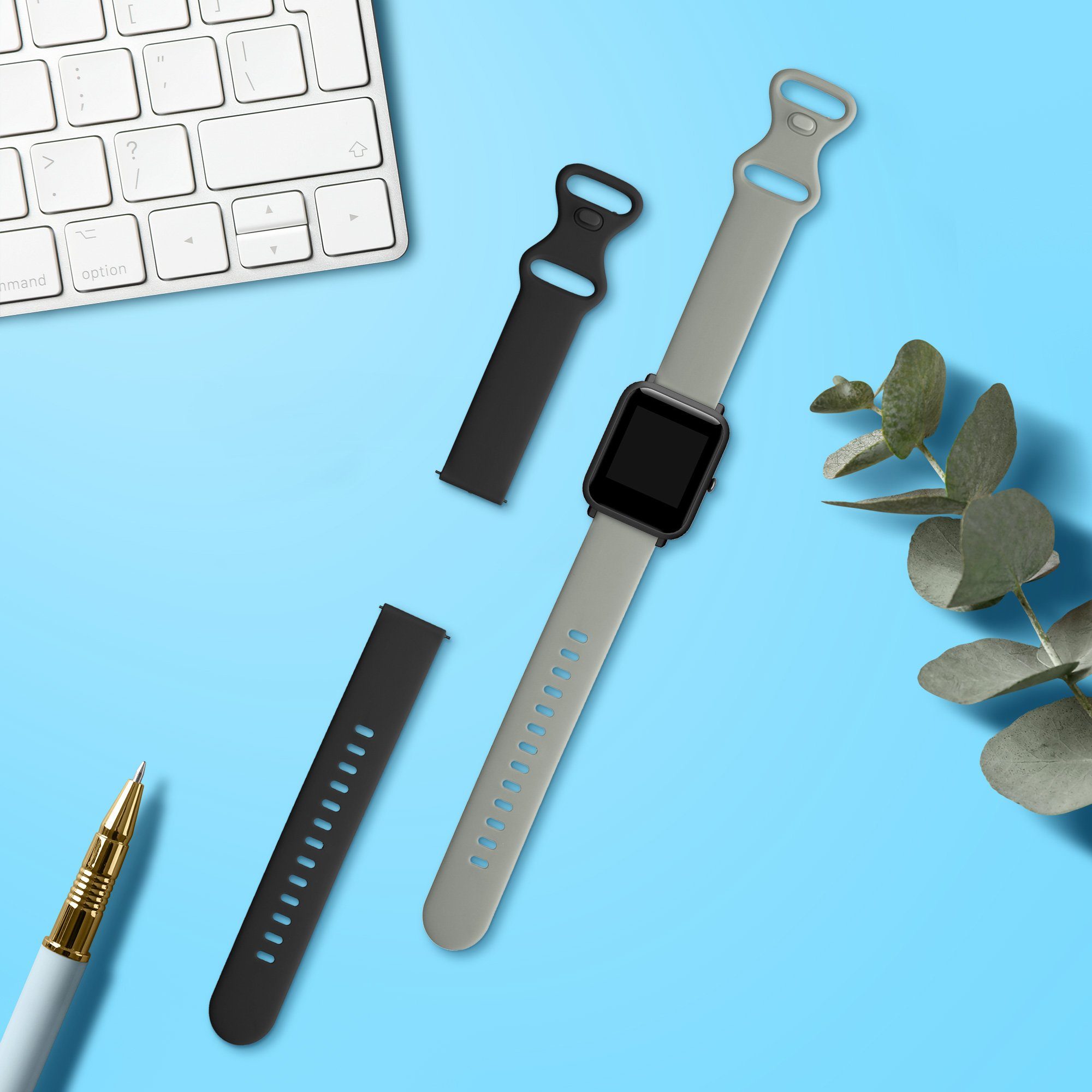 kwmobile 2x Uhrenarmband für Huami Amazfit Bip / Bip Lite Armband Smartwatch, 2-tlg., Fitnesstracker Band Set aus TPU Silikon - Ersatzarmband Smartwatch