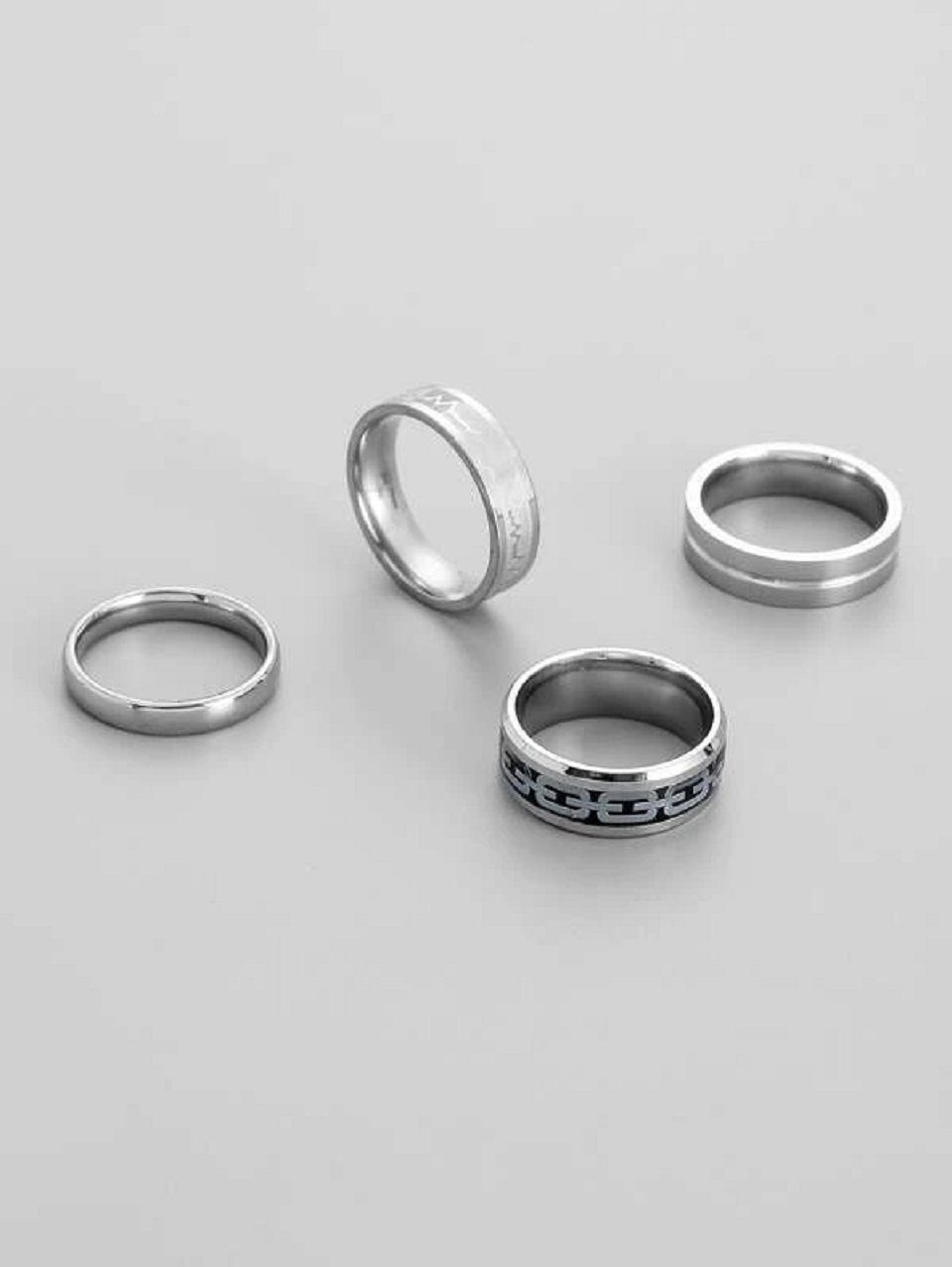 ENGELSINN Fingerring Herren Ring Set modisch Edelstahl Ringe Silber Verarbeitung Silber Hochwertige (4-tlg), Fingerringe