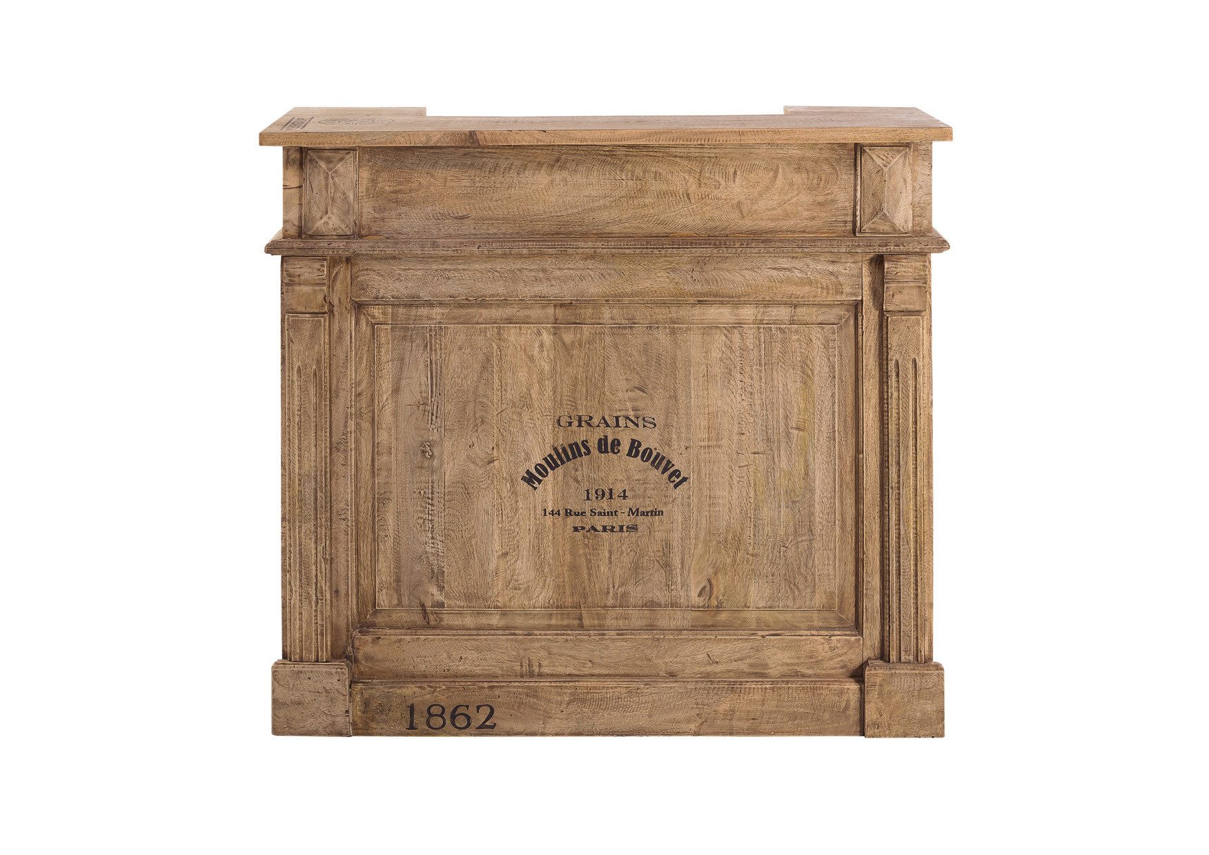 More2Home Barschrank Bar/Ladentheke TASTE-2, recyceltes Mangoholz, mit Beschriftung