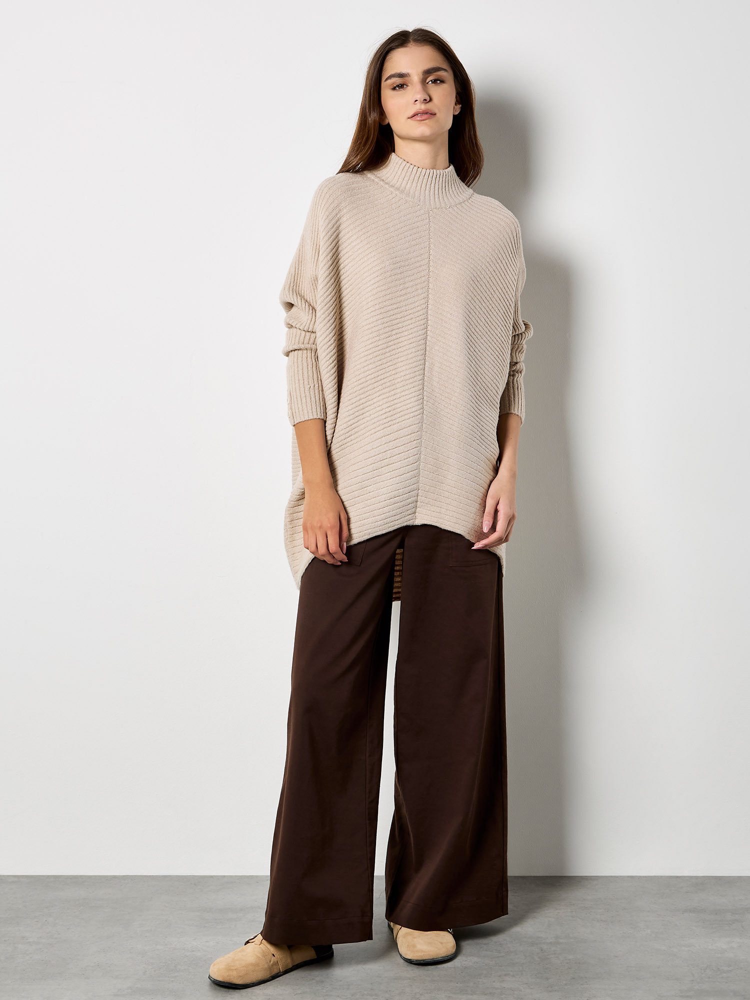 Apricot Strickpullover Oversized-Pullover mit Stehkragen günstig online kaufen