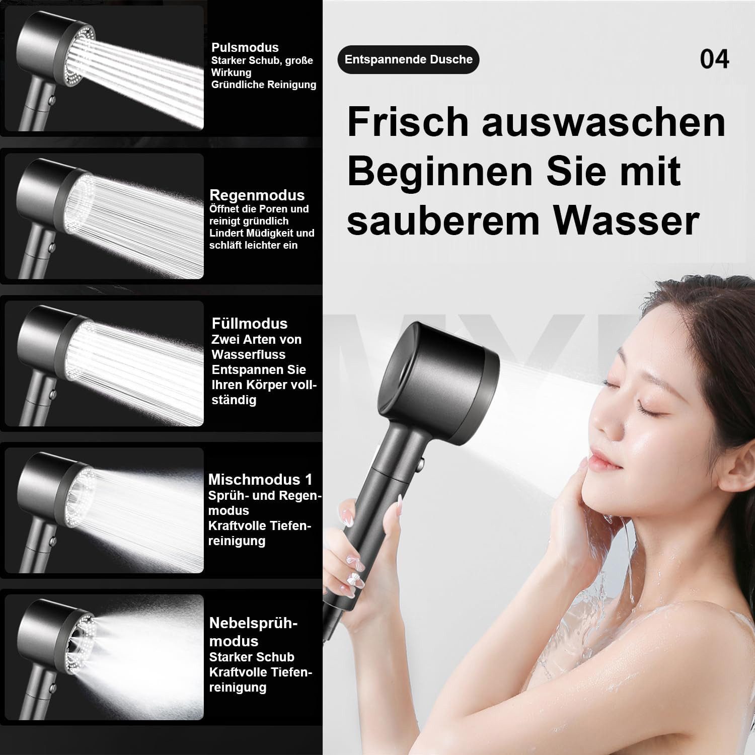 MODFU Handbrause Regendusche Bad Hand Brause Sparduschkopf Duschkopf, (5 St günstig online kaufen