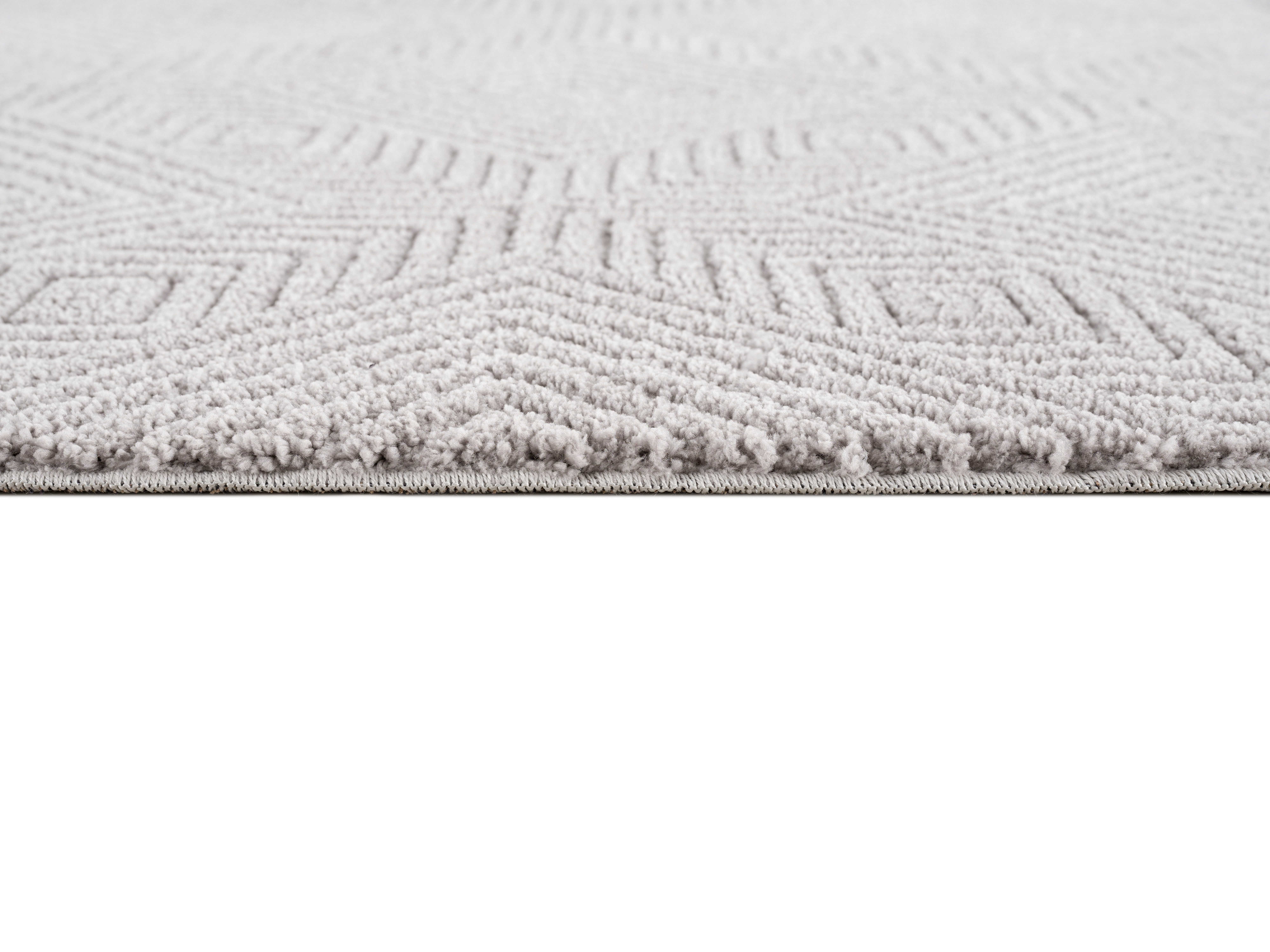 Teppich Duchesse, Leonique, rechteckig, grau 22 Boho, Höhe: mm, im Design, Wende-Teppich Fransen grafisches 3D-Effekt, mit