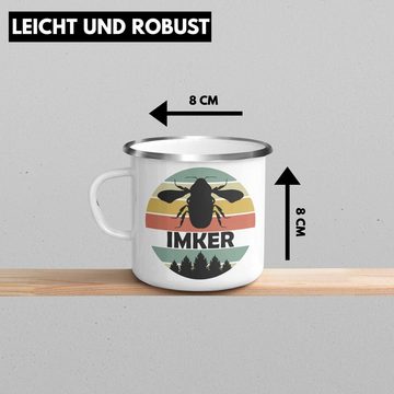 Trendation Thermotasse Trendation - Imker Geschenk Emaille Tasse Bienenzucht KaffeeEmaille Tasse Geschenkideen Bienenzüchter Bienen Zuebhör Geschenke